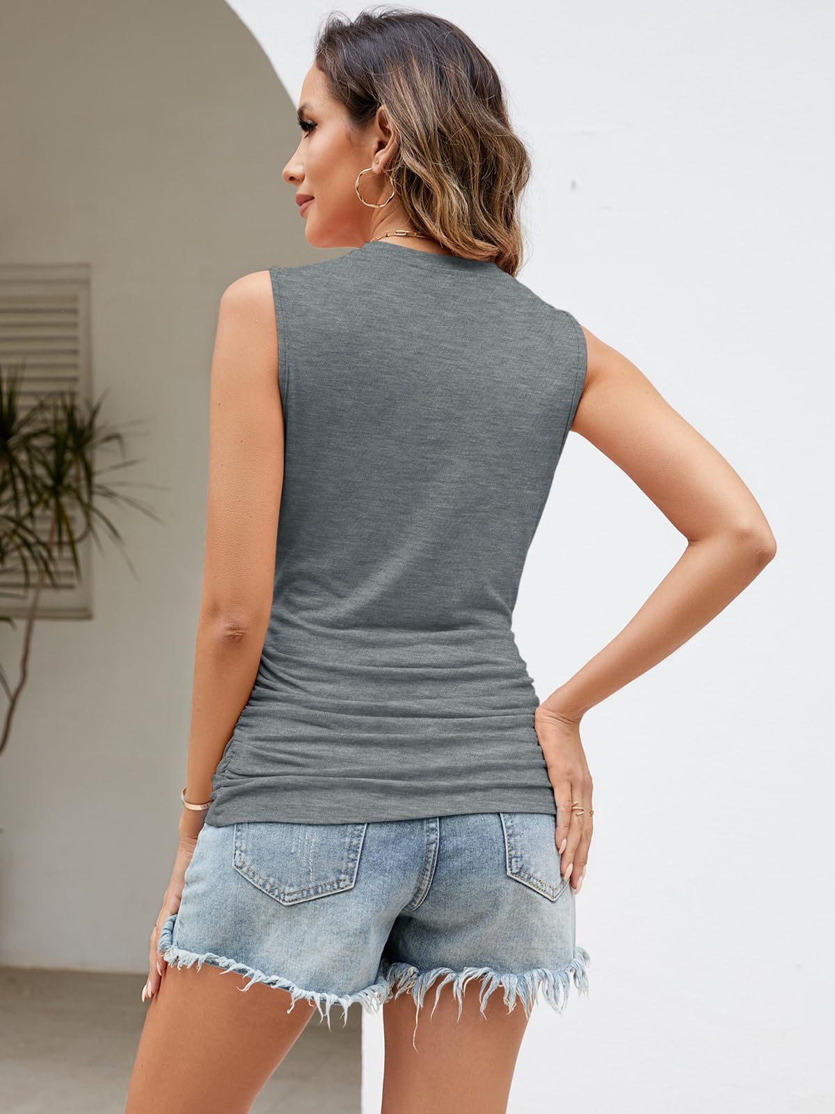 Damen Tops Sommer Sexy Tank top Ärmellose T-Shirts lässiges Oberteile für Frauen und Mädchen 3 Pack