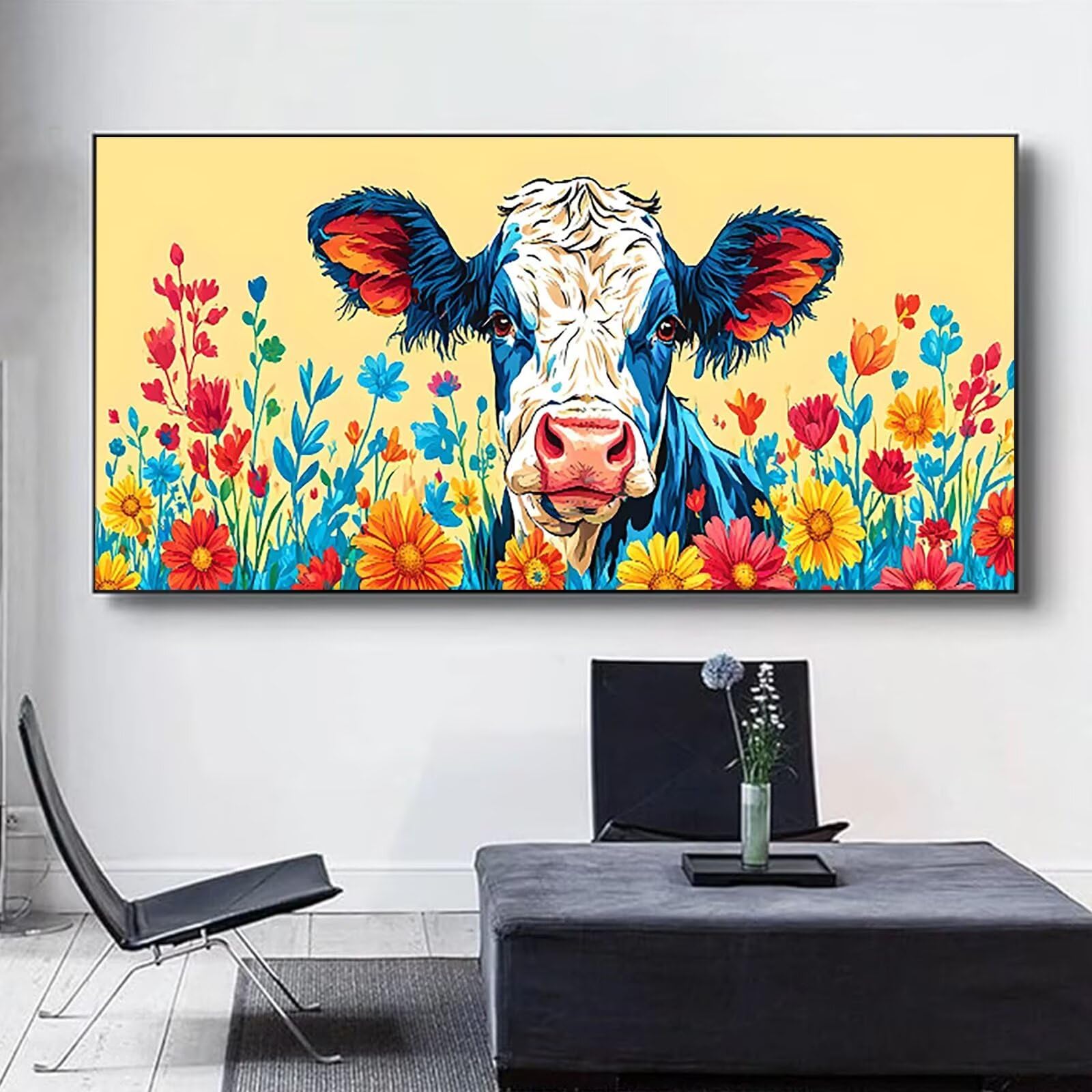 Malen nach Zahlen Kinder Tier Malen Nach Zahlen Erwachsene, Geschenke für Mädchen Junge Bastelset Set, Malen nach Zahlen Milchkuh | Malen nach Zahlen Ohne Rahmen, (60x120cm) Bastelset Erwachsene U-6