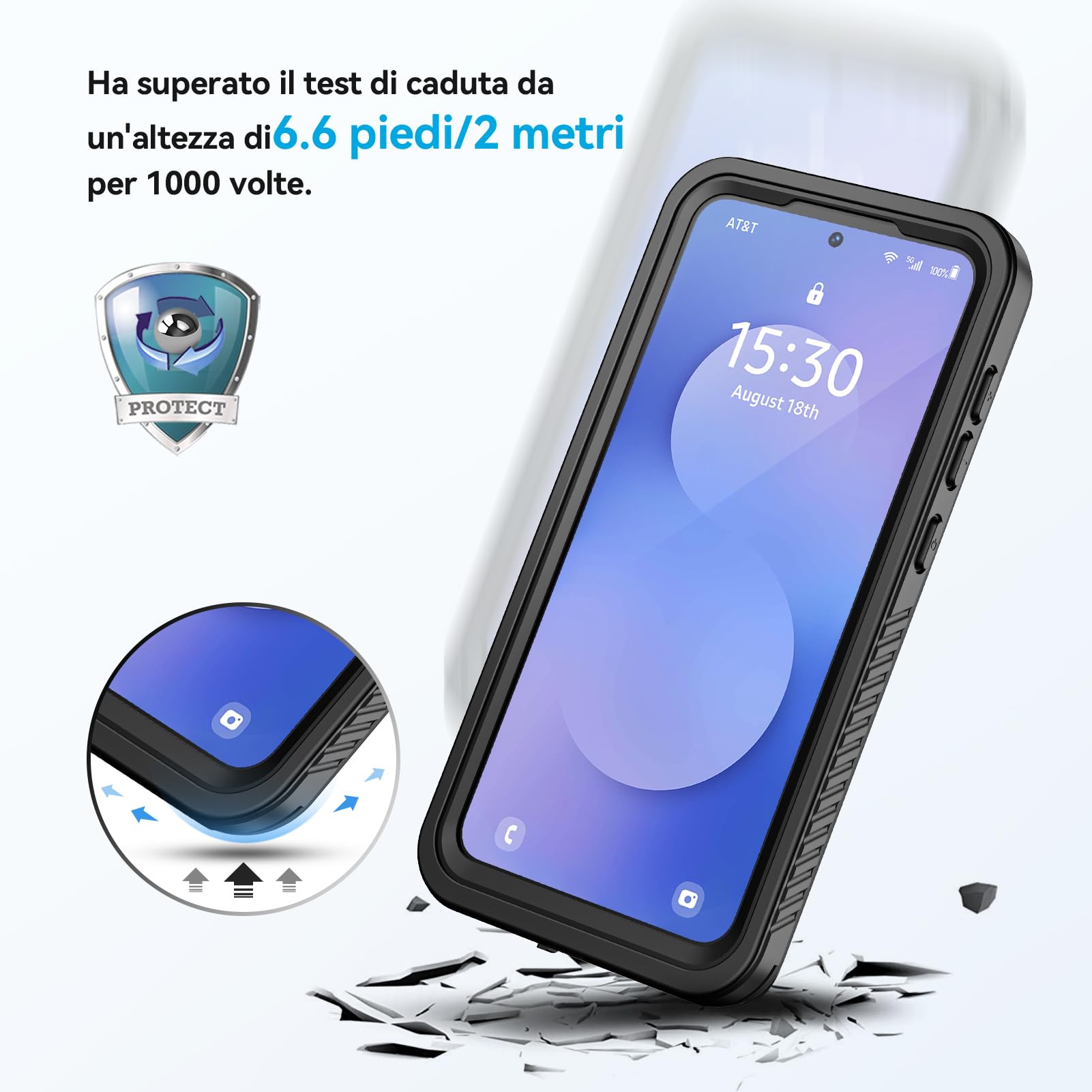Lanhiem Cover Per Samsung S25 FE 5G Impermeabile,IP68 Waterproof e 360 Gradi Protezione,Compatibile con MagSafe,Custodia Subacquea Antiurto Rugged per S25 FE,Nero