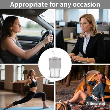 BLUEPOLAR Glass Cups with Lids and Straws,16oz/480ml Reusable Iced Coffee Glasses & Juice Bottles,Cold Brew Tumblers with Leakproof Lids,BPA-Free Glass Jars for Juicing,Matcha,Tea,Smoothie (Grey)