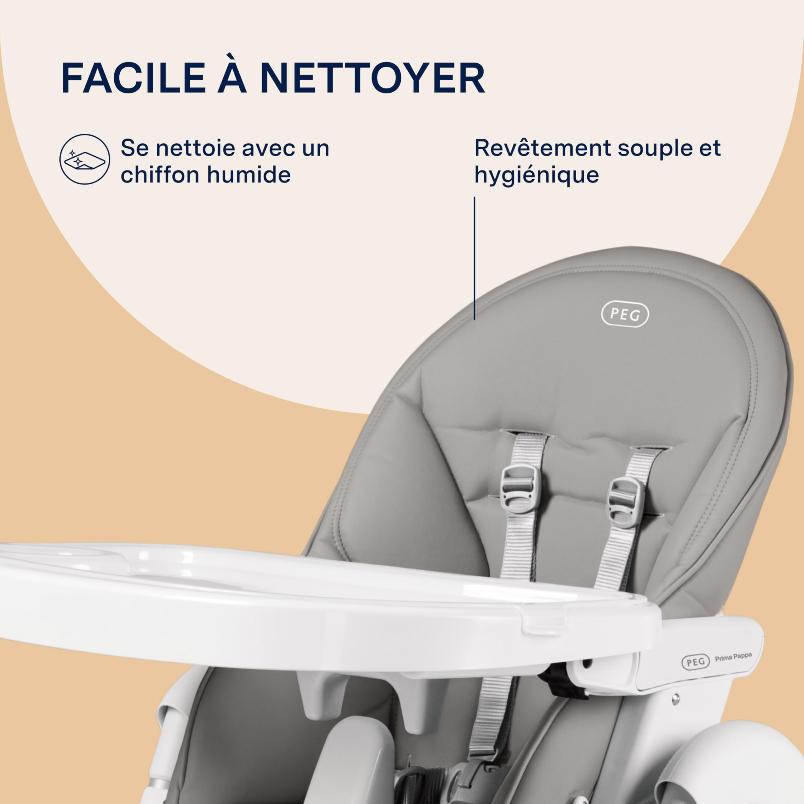 Peg Perego Prima Pappa Follow Me, Chaise Haute, Gris (ice)