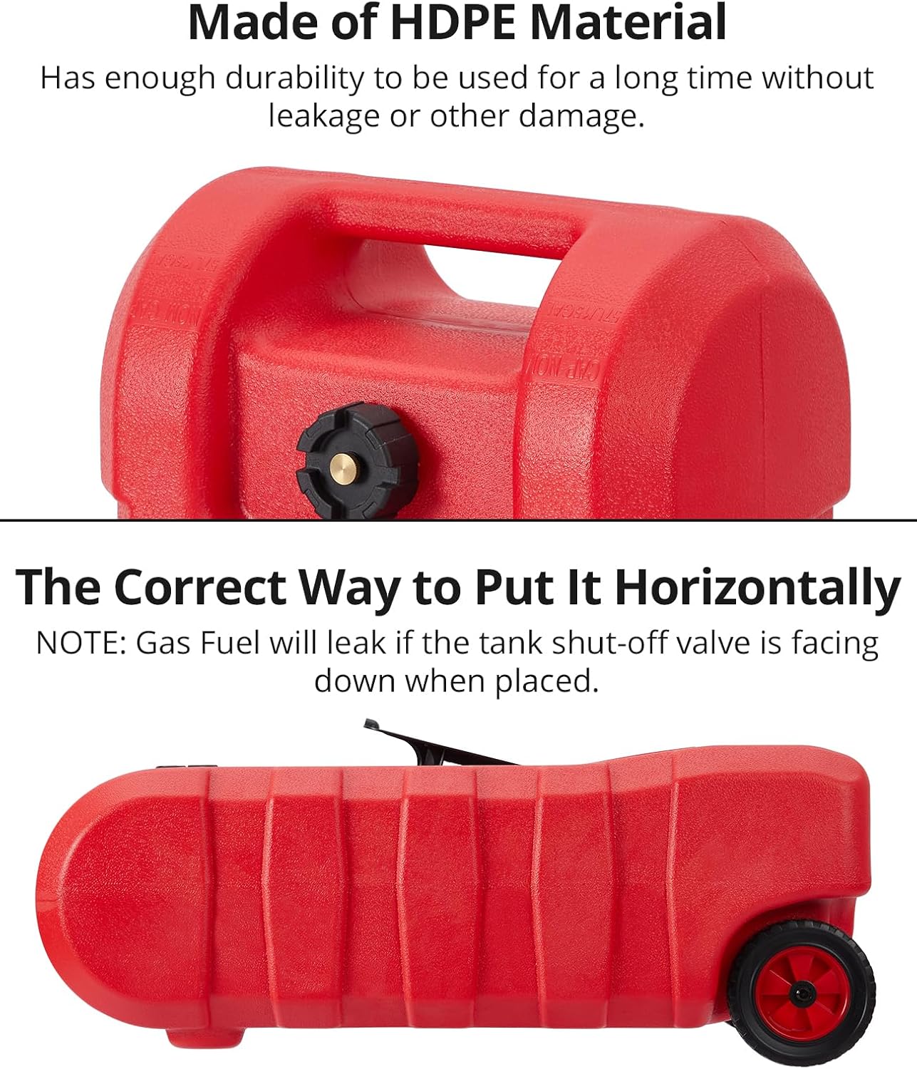 15 Gallon Fuel Caddy with Pump, Portable Gas Storage Tank with 10FT Hose, Leak-Resistant Shut-Off Valve, Wheeled Fuel Transfer Tank for Cars, Lawn Mowers, Boats-Red