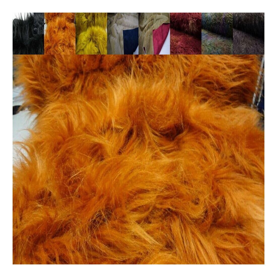 Fabrics-City golbbraun Mammutfell Stoff über 11cm Langhaar Zottel Fell für Dekoration, Cosplay, Tierkostüme, Heimtextilien, Bastelprojekte, Tierliebhaber, Sammler, 3212