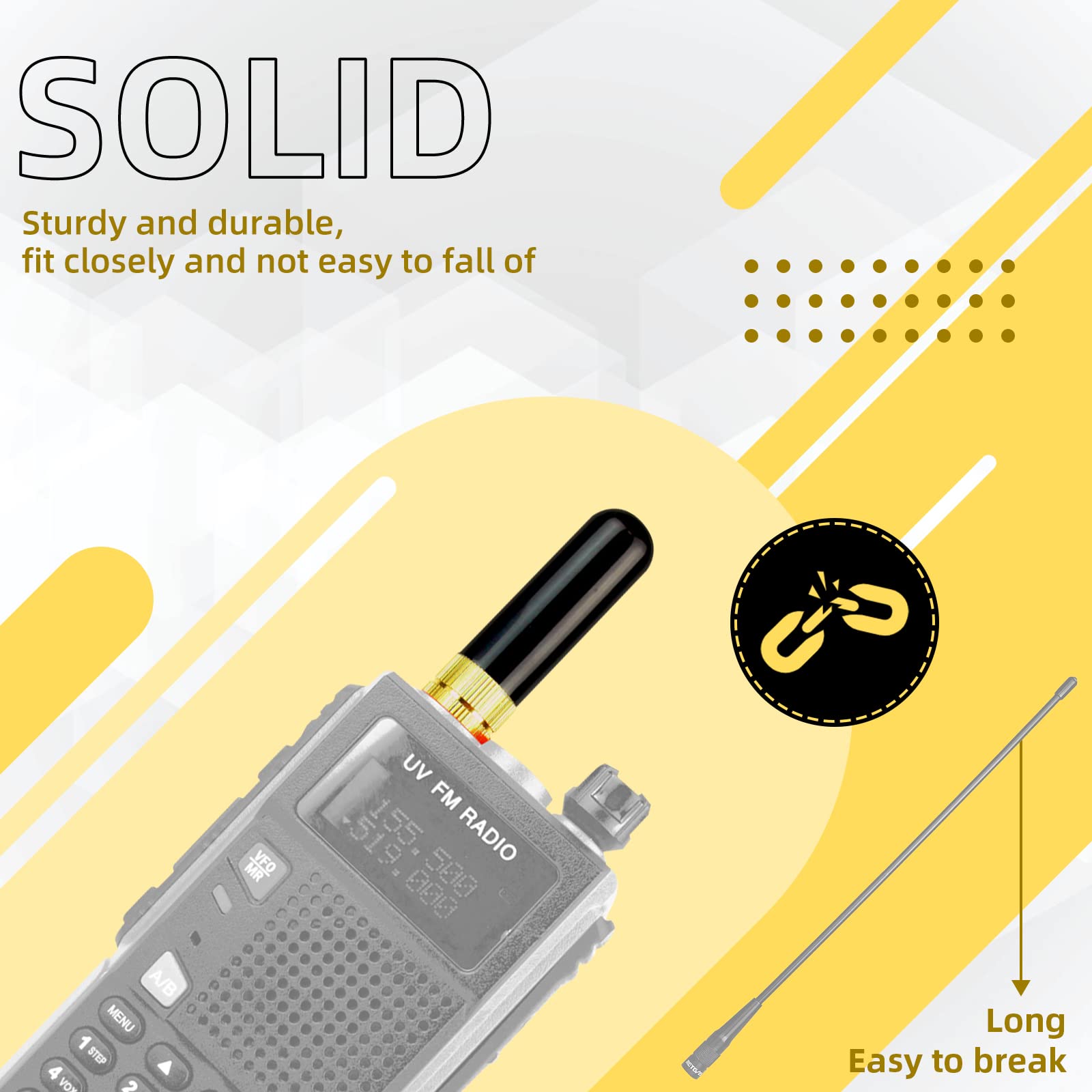 Retevis RT805S Walkie Talkie Antenna Corta SMA-F Doppia Banda UHF VHF Compatibile con Baofeng UV-5R BF-888S