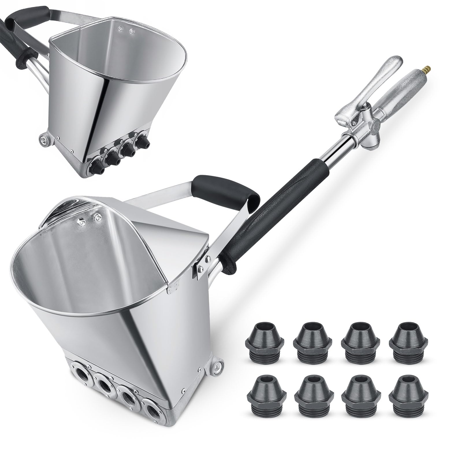 MINENICE Pistolet à Ciment, Pistolet à Crépir Mortier 4 Jets avec Trémie pour Murs et Plafonds, Inclut 8 Buses Métalliques Supplémentaires, Compatible avec Compresseur d'air pour Projets Enduit - 2