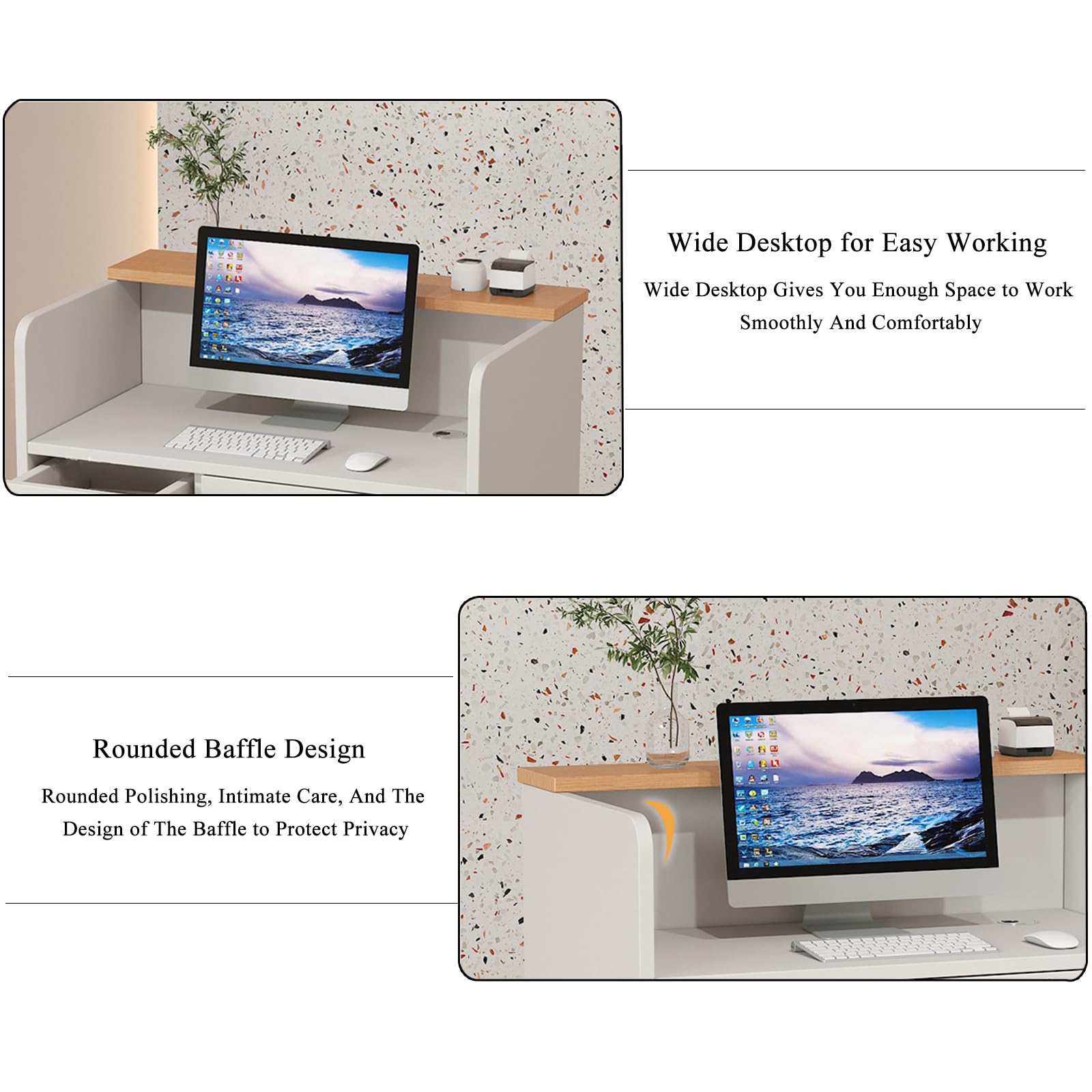 Moderno banco reception con cassetto chiudibile a chiave, postazione di lavoro per salone di abbigliamento e ristorante, 60 x 42 x 95 cm, mobili per vendita al dettaglio elegante e funzionale