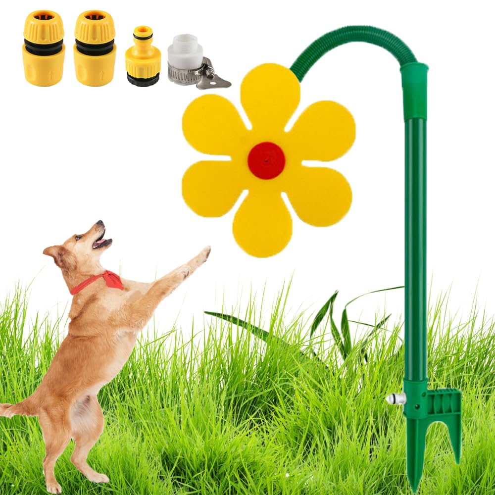 Crazy Daisy Sprinkler,360° Rotating Dancing Flower Water Sprinkler,Crazy Daisy Water Sprinkler for Yard Watering Dogs Kids Playing Red Yellow Garden Sprinklers (Yellow)