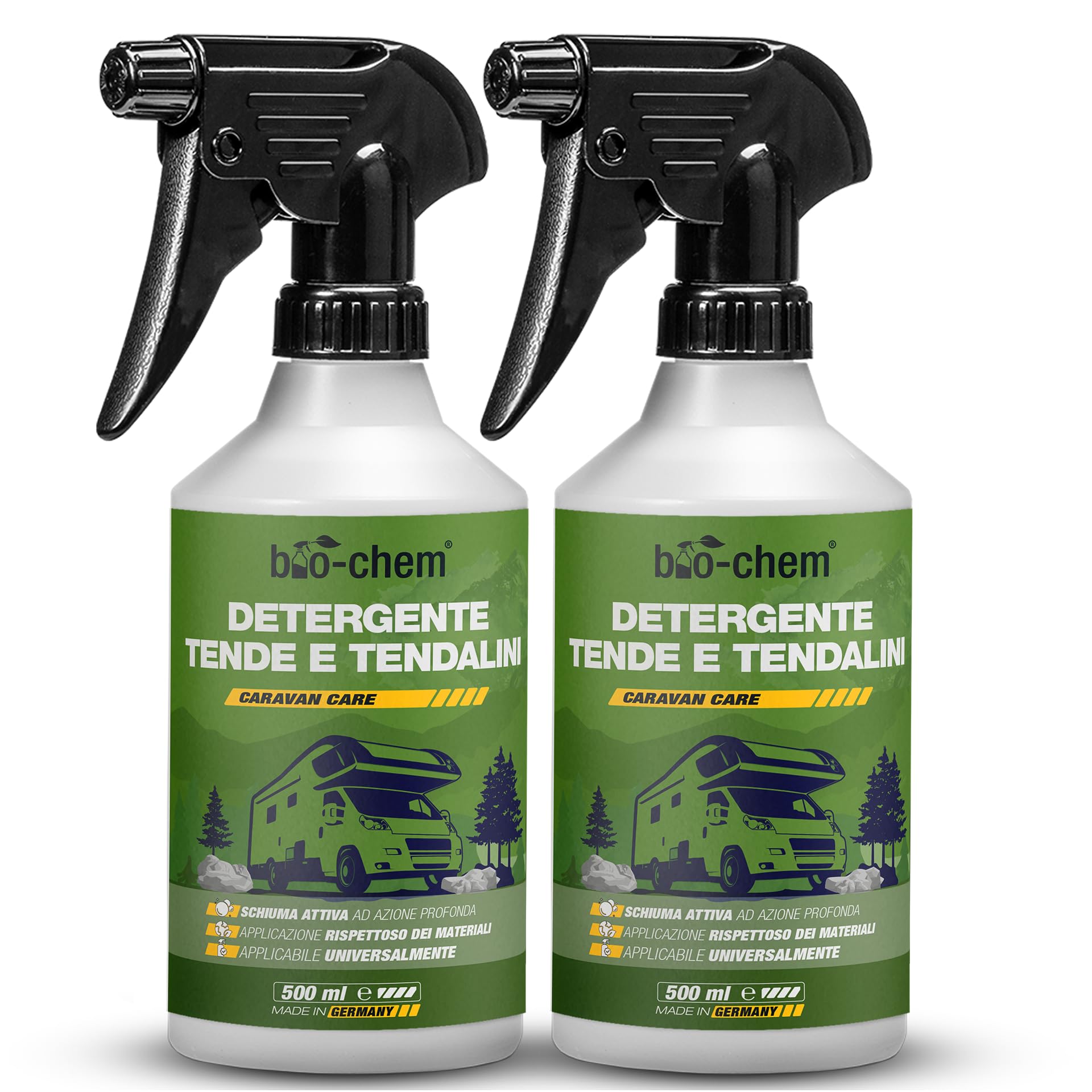Bio-chem - Detergente per tende da sole, capottine e tetti di tenda 2 x 0,5L - Prodotto per il lavaggio di teli di tende da sole, camper, caravan, tetti di auto - Prodotto tessile ecologico