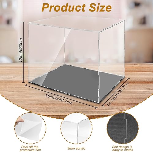 Miniatura 2 de Estuche de exhibición para casco de fútbol, tamaño completo, con espejo y base desmontable, protección UV, caja transparente a prueba de polvo para