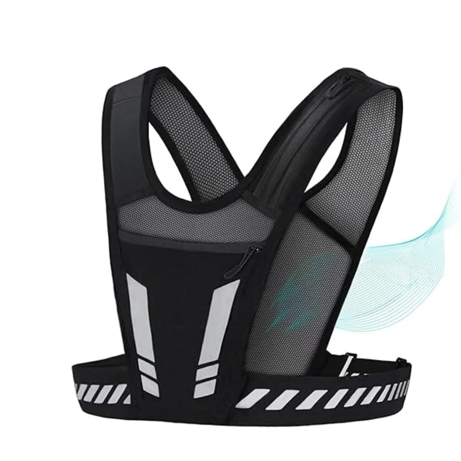 MEIION Gilet de Course Ultra-léger et réfléchissant avec Support de téléphone Portable, Gilet réfléchissant et Respirant, Ceinture Ajustable pour Jogging et Training, sécurité Nocturnes