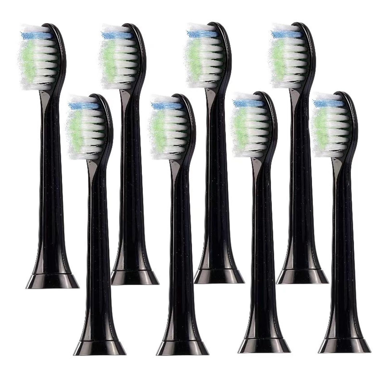 Testina Di Ricambio For Spazzolino Elettrico. Compatibile Con Philips HX3734/03 HX6616/52 HX6616/50 HX6616/51 HX9954(Black brush heads x8)