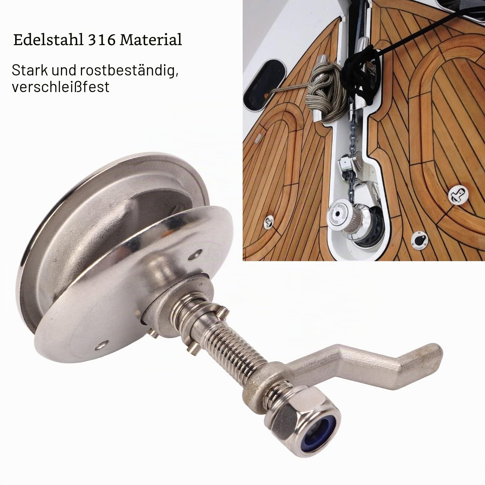 Nockenriegel für Boote, Edelstahl 316, Marine-Flush-Lift-Zugring für Schiffe