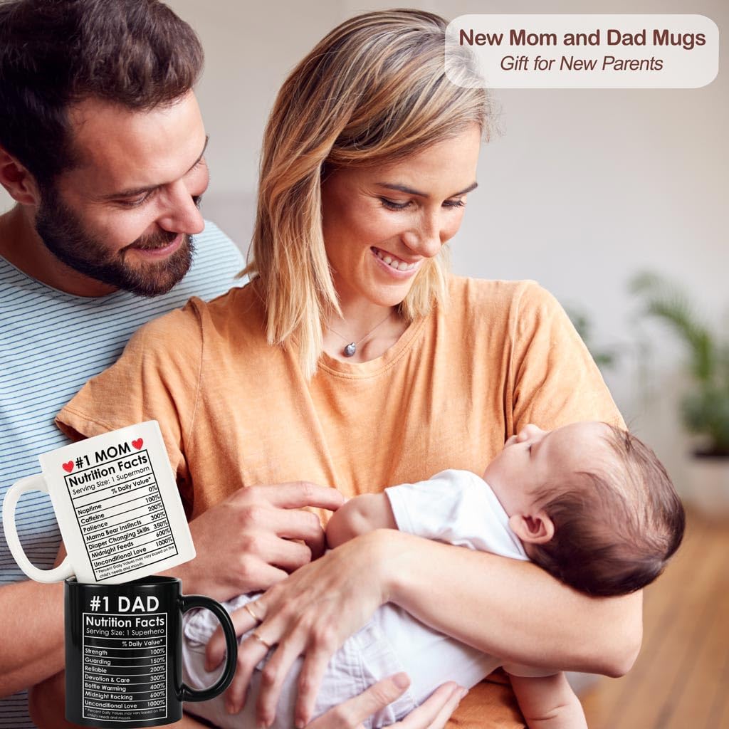 Breezy Valley New Mom and Dad Mugs Gifts, Anniversary New Parents Gifts for Couples 2025, Pregnancy Gift for Expecting Mom Dad to Be, Baby Gender Reveal Gift for Parents to Be, Expecting Mother image 4