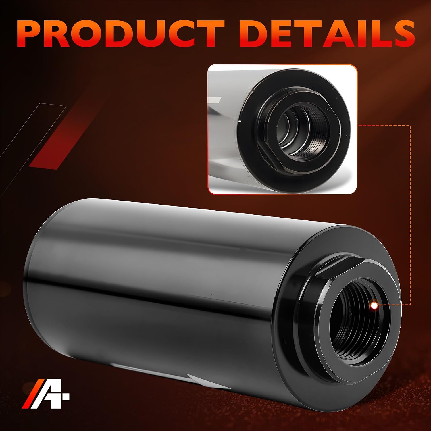 10 Micron Inline Fuel Filter with 6AN 8AN 10AN Fittings, Universal High-Flow Aluminum Fuel Filter