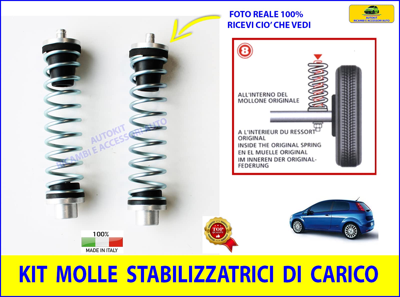 KIT MOLLE POSTERIORI STABILIZZATRICI DI CARICO DI RINFORZO SPECIFICHE PER GRANDE PUNTO - PUNTO EVO prodotte dal 2005 in poi - 0635