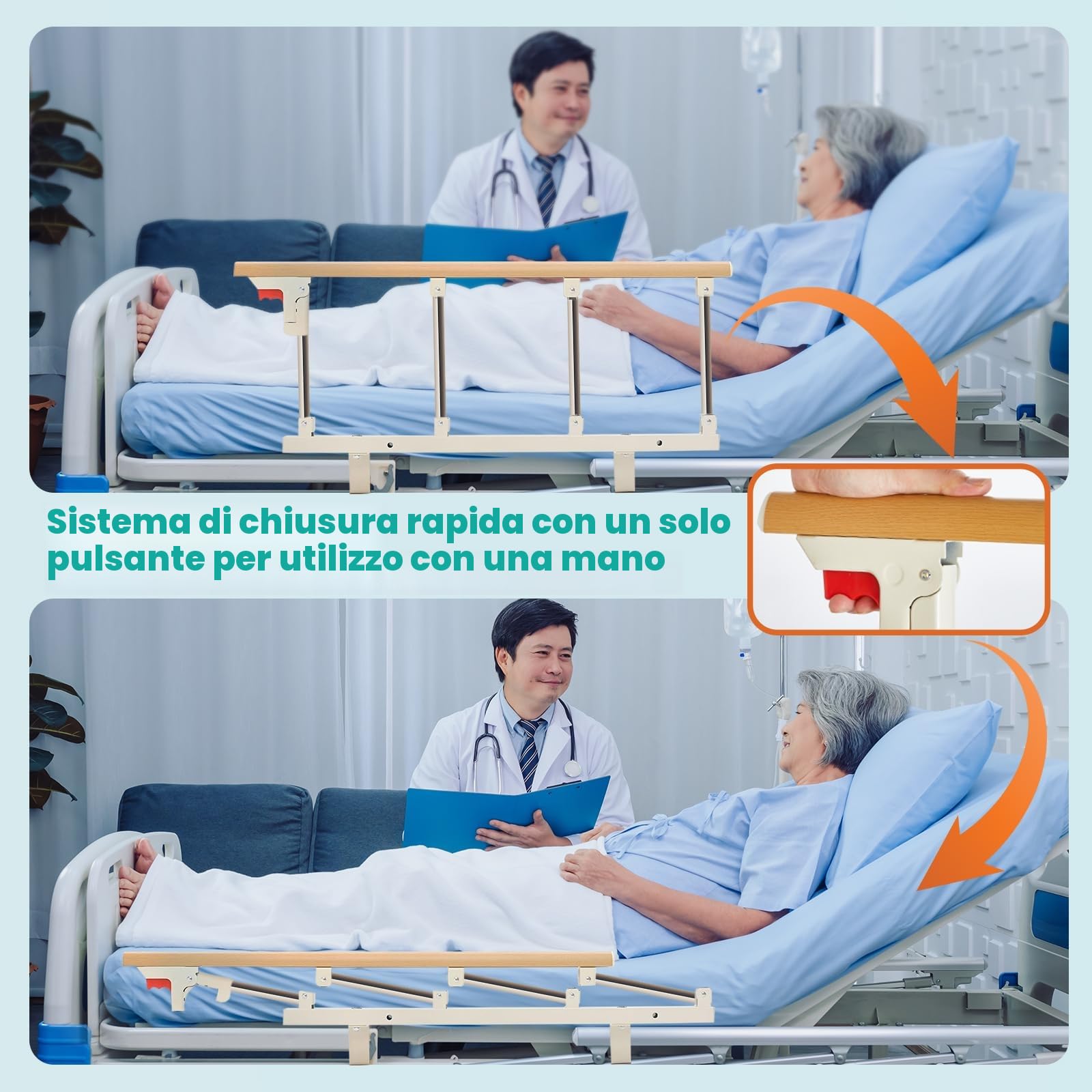 Sponda letto anziani anticaduta,sponde letto anticaduta pieghevoli,Sponda letto bambini,protezioni laterali,sponda letto matrimoniale Adatto per casa e ospedale