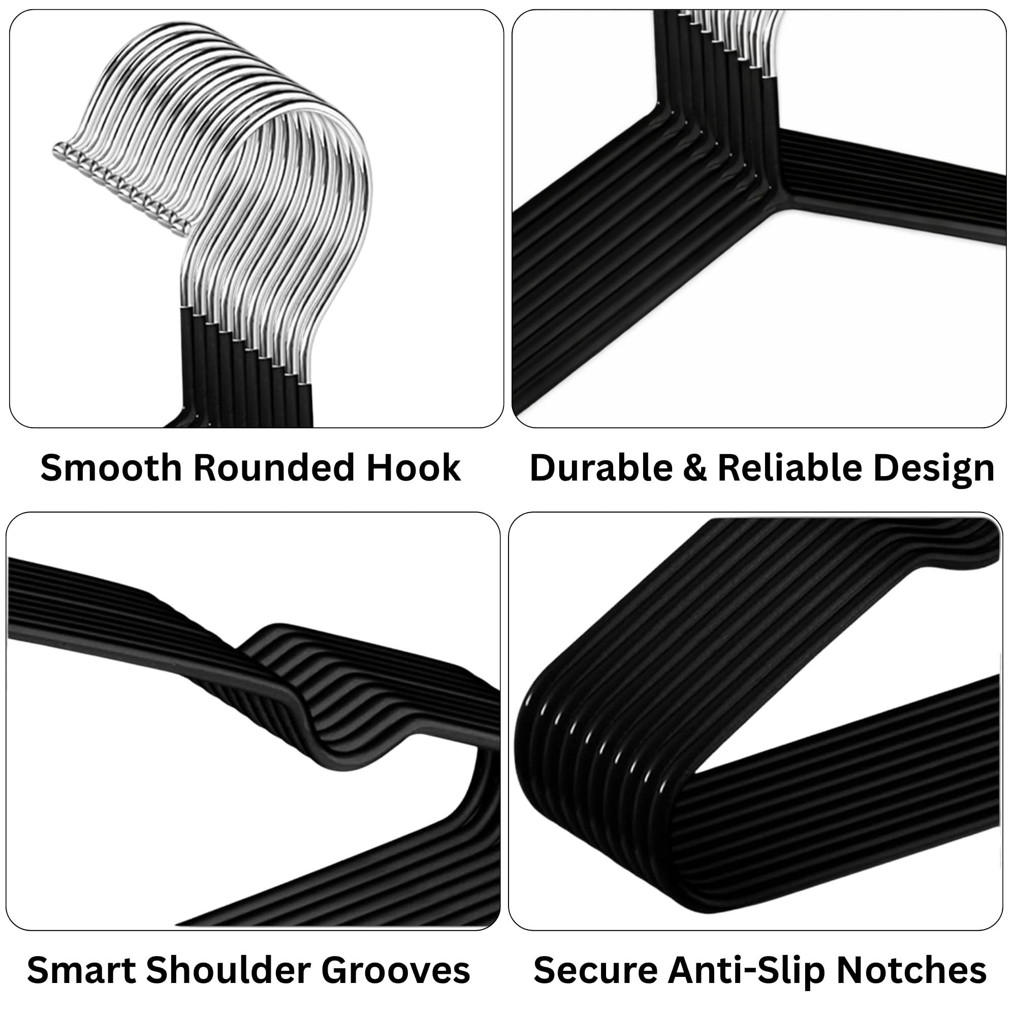 Paquete de 20 perchas de metal con revestimiento de goma premium, resistentes y duraderas, organizadores de espacio para ropa para armarios, perchas para abrigos, barras y armarios (20