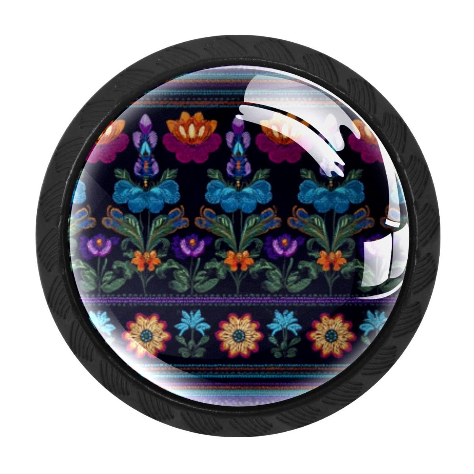 CHENZZZZ 4 pcs Motifs African Boho Paisley Floral (44) Cabinet Knobs Crystal Drawer Pulls for Kitchen, Bathroom Cabinet, Dresser and Cupboard