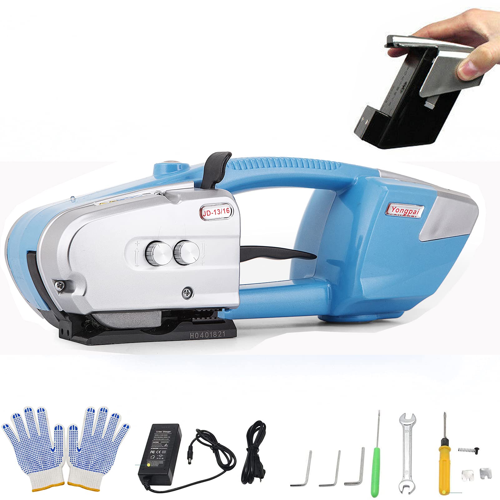 OKVEQUIP Automatic Strapping Tool for 1/2-5/8Inch PP/PET Straps 3000mAh Battery Plastic Strapping To