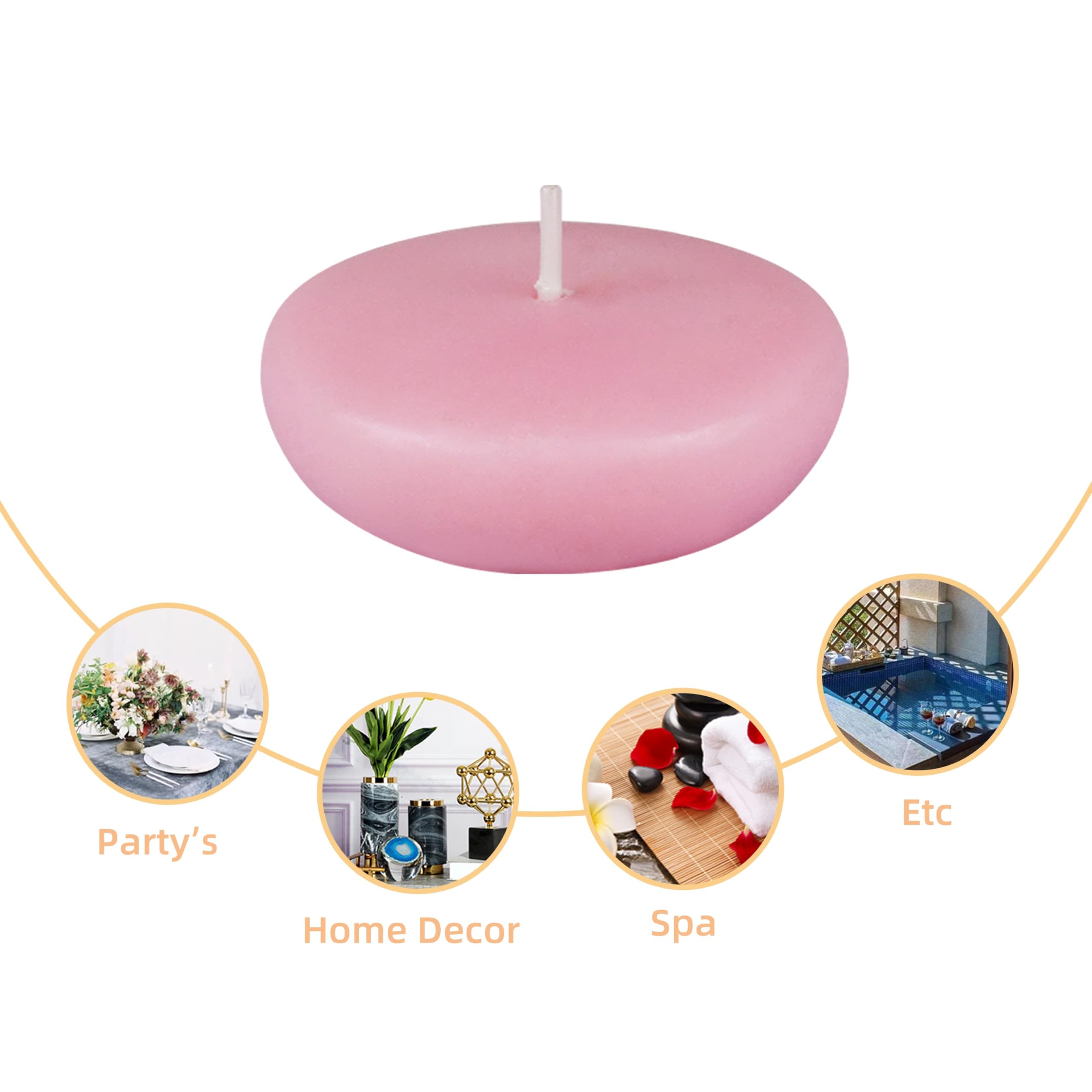 Zest Vela 24 Piezas Velas flotantes, 5,7, luz Rosa