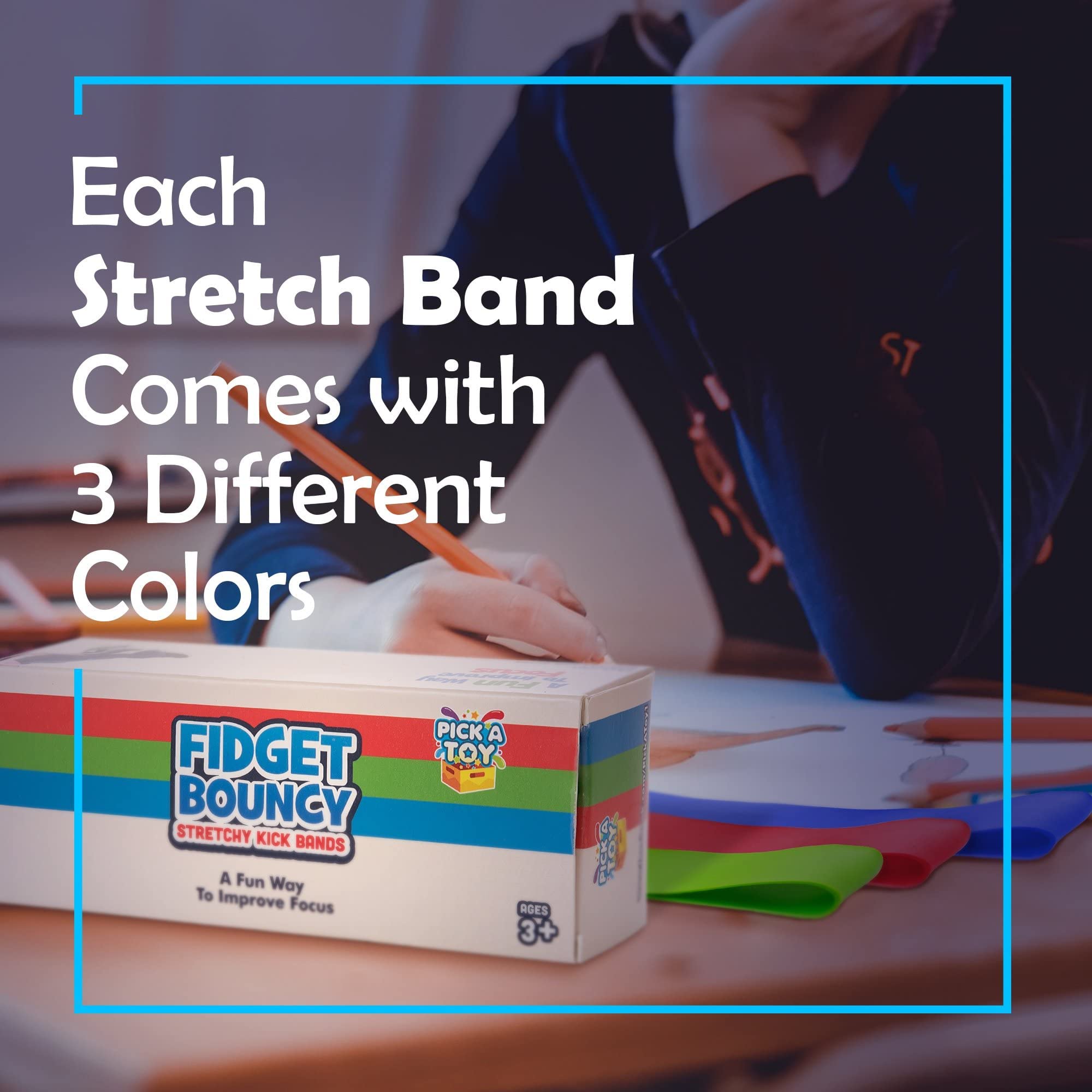 Stretchy Resistance Fidget Bands Toy For Kids 3 Pack Bounce, Kick