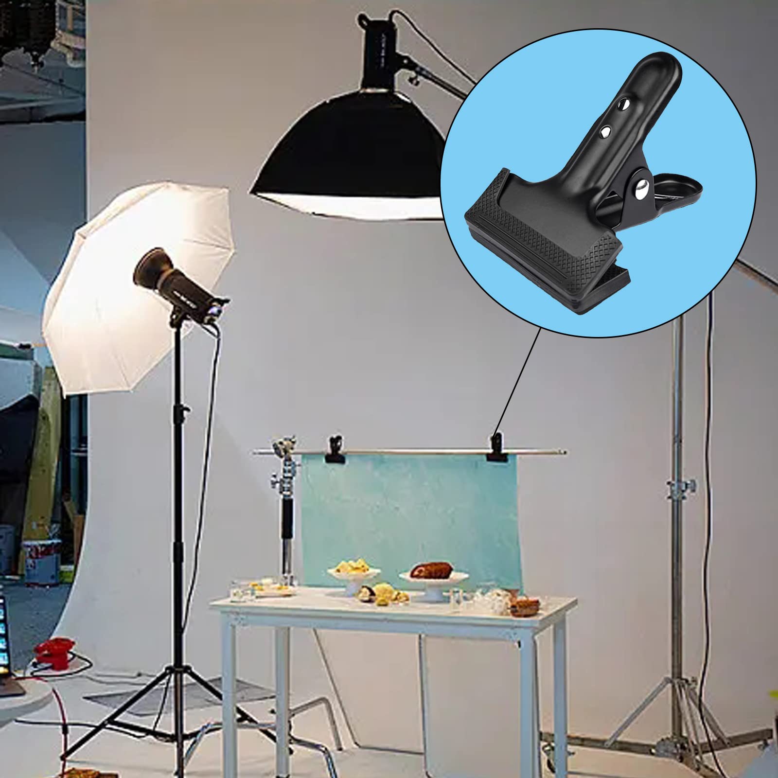 Morsetti A Molla Per Sfondi Fotografici - 6 Pezzi Neri, Per Studi E Biciclette - Foto 2