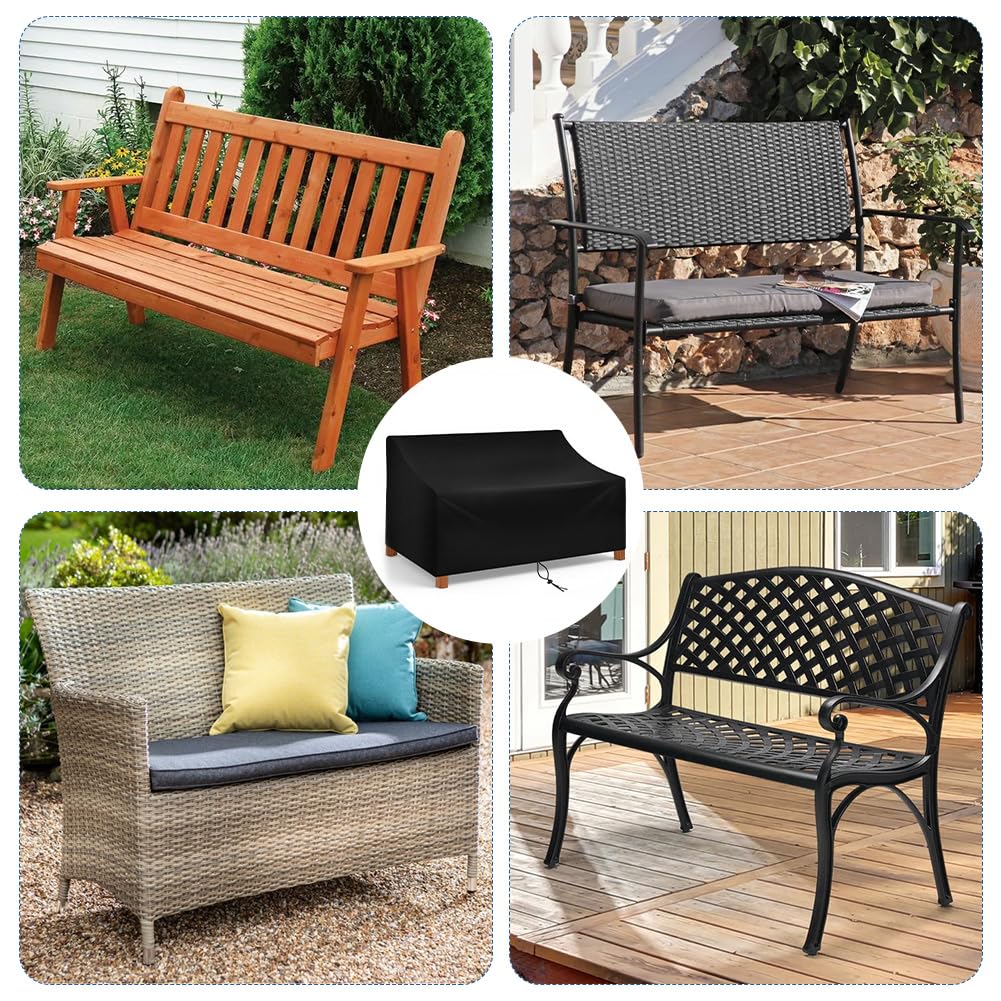 Housse de Banc Jardin 2 Places Vicloon Tissu Oxford Imperméable Anti-UV Protection Extérieur