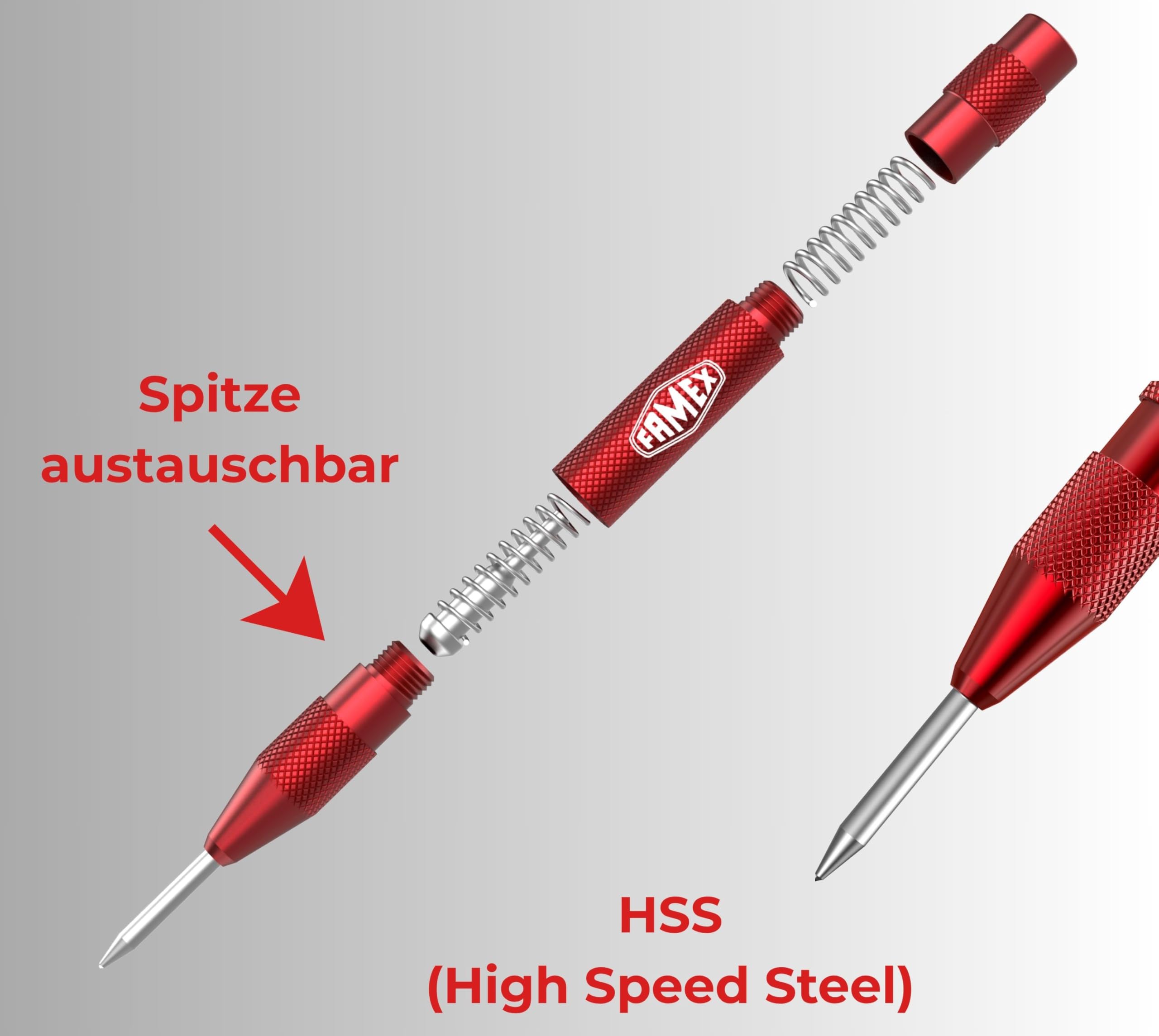 FAMEX 8242 Automatischer Körner für Metall, Spitze aus