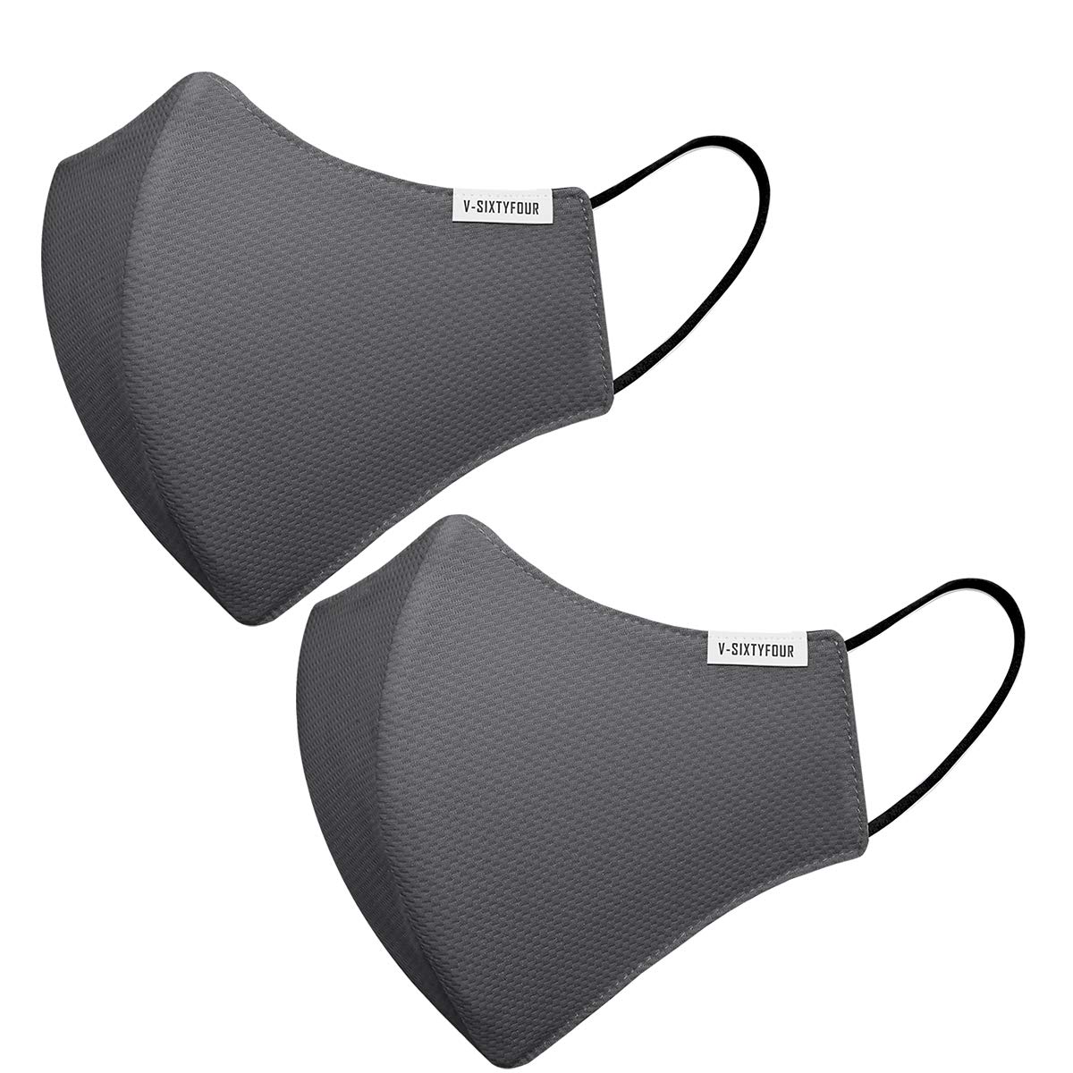 V-Sixtyfour Cloth face mask, reusable, non-medical grade. 3 layers. Pack of 2 masks. Comfort and breathable. Made in Vietnam. (XXL - For extra big size, Gray)