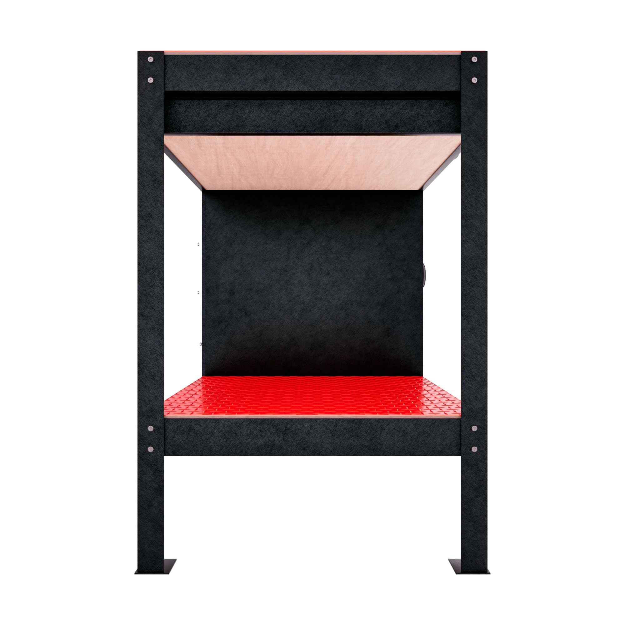 BOUDECH® MANNY - Banco da Lavoro 120x60 cm con Cassetto Porta Utensili 1 Anta e 1 Ripiano Aperto in Metallo Nero