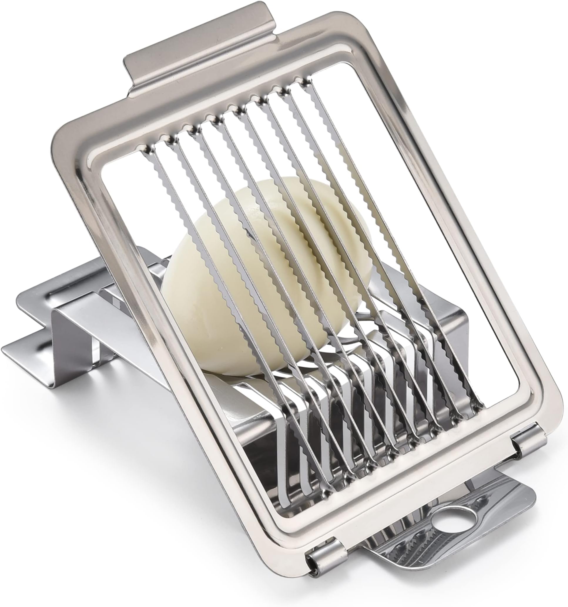 KITCHTIC Egg Slicer for Hard Boiled Eggs - Stainless Cutter for Eggs - Heavy Duty Egg Chopper - Dishwasher Safe Soft Fruit Slicer for Strawberry, Kiwi, Bananas
