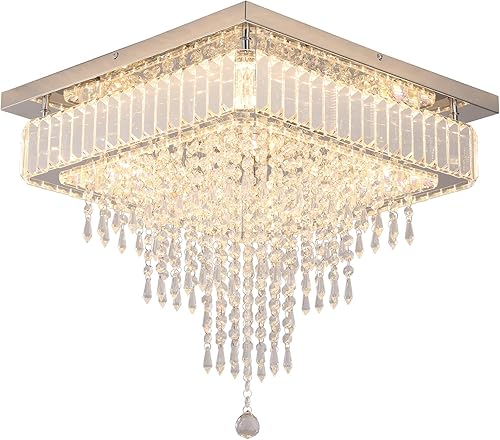 Miniatura 9 de VETRULUS Lámpara de techo de cristal moderna cuadrada de montaje empotrado LED regulable para cocina, dormitorio, sala de estar