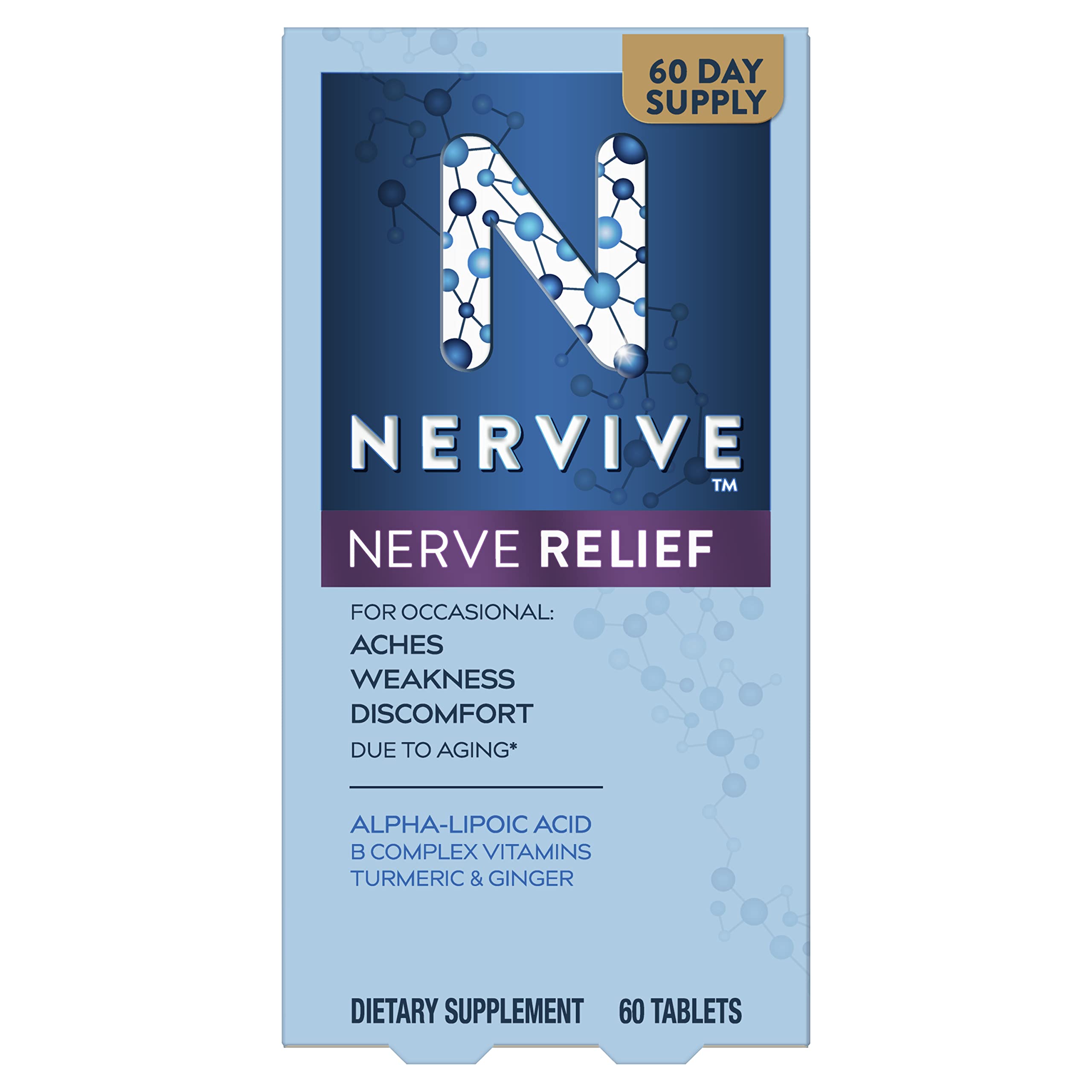 Nervive Nerve Relief, for Nerve Aches, Weakness, & Discomfort in Fingers, Hands, Toes, & Feet*†, Alp