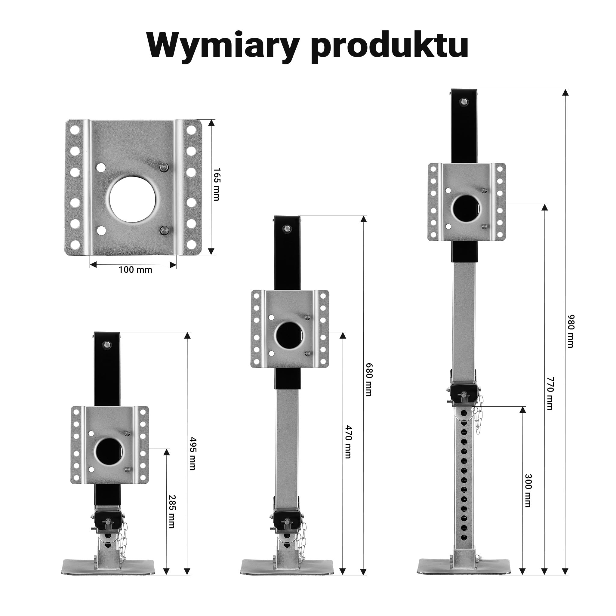Wiltec Podpora o nośności do 900 kg z korbą do regulacji wysokości i bocznym uchwytem obrotowym, postojowa do przyczepy kempingowej