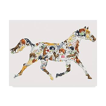 オマージュアート　黒馬 Amazon.co.jp: Trademark Fine Art 18x24インチ 馬のコラージュ