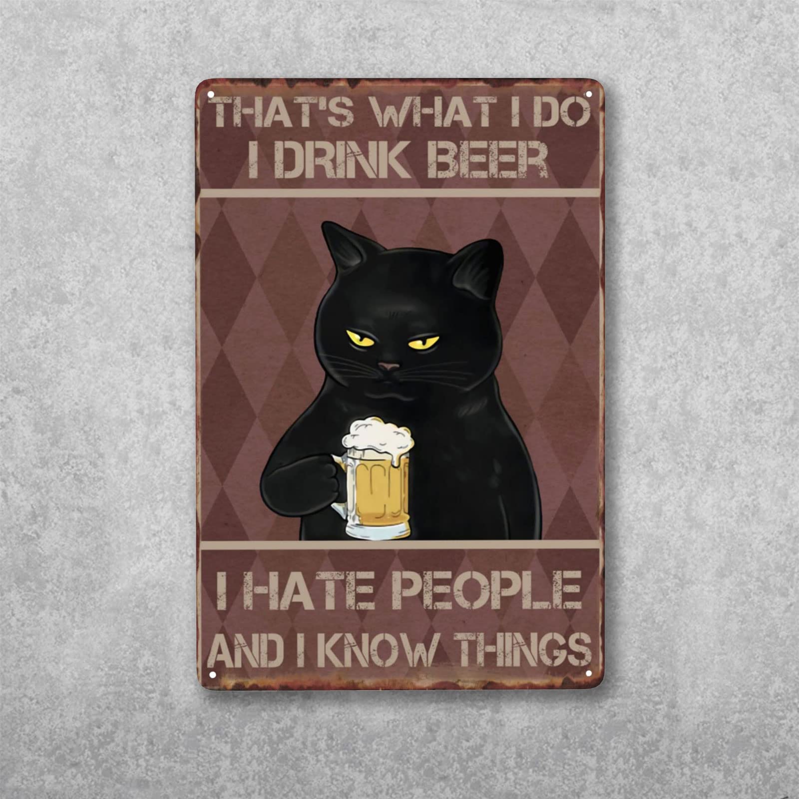 Divertente targa in metallo con scritta Wash Your Paws, stile vintage, motivo gatto nero, decorazione da parete per casa, cucina, ufficio, bagno, bar, 20,3 x 30,5 cm