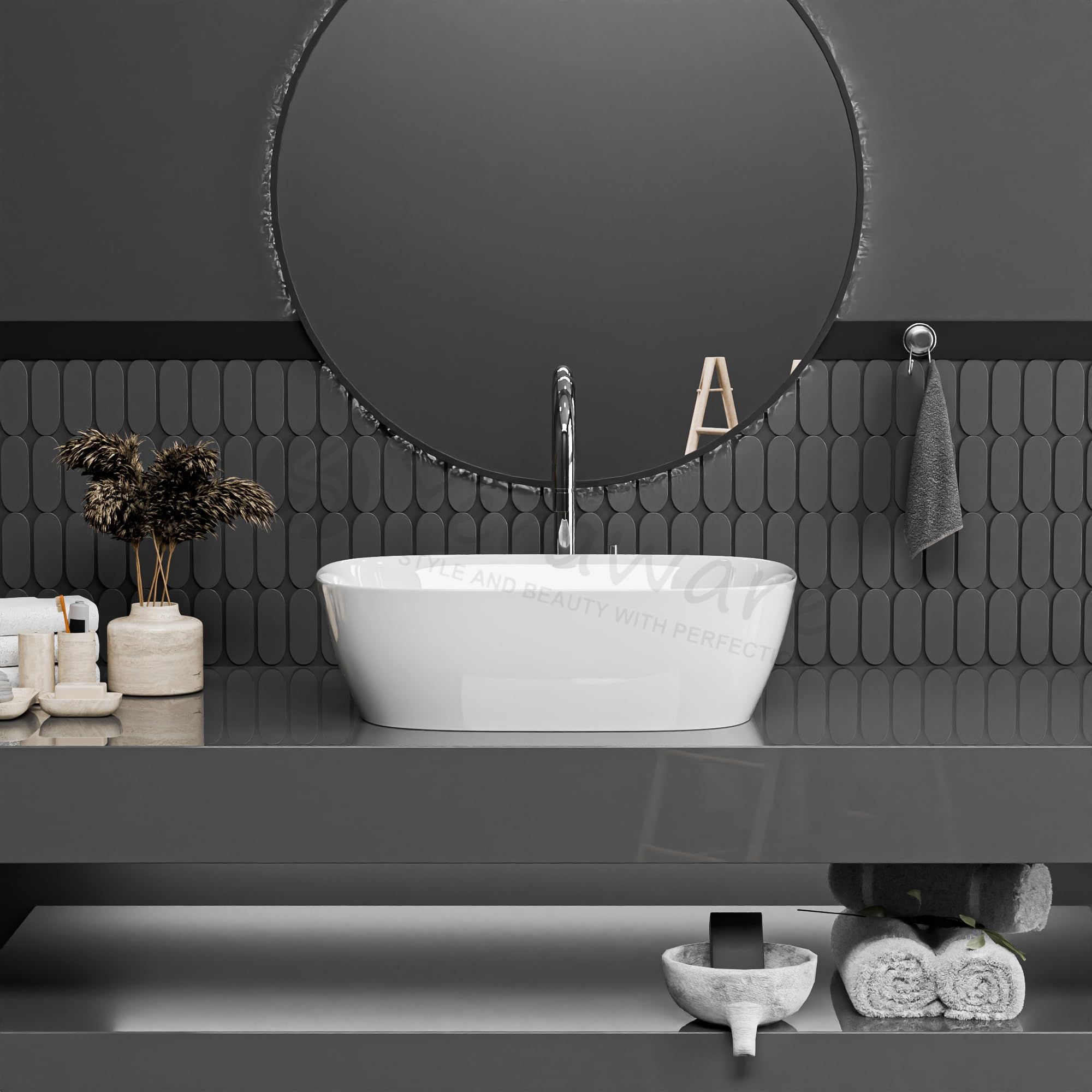 YERAWARE Premium Ceramic Wash Basin for Tabletop & Countertop β Elegant Sink for Bathroom, Living Room, Hotels, Office & Restaurant (16 x 12 x 5 Inch) (Glossy White)