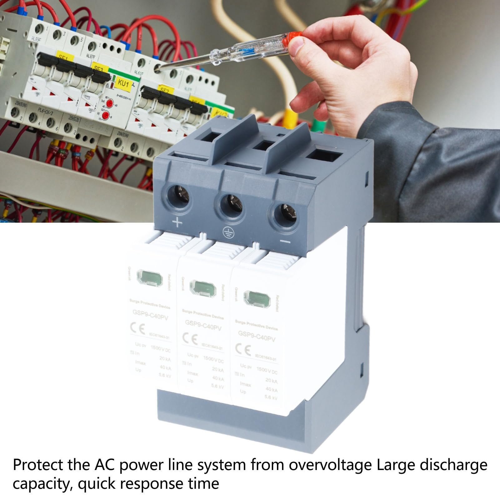 Parafoudre Photovoltaïque DC, Protection Surtension 3P 1500VDC