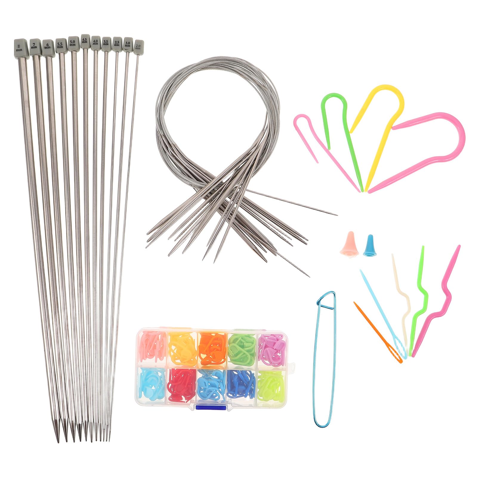 NUOBESTY Strumenti per Uncinetto e Maglia Accessori per Lavorare Maglia all Uncinetto in Metallo Ago per Infilare Segnapunti per Kit per Principianti