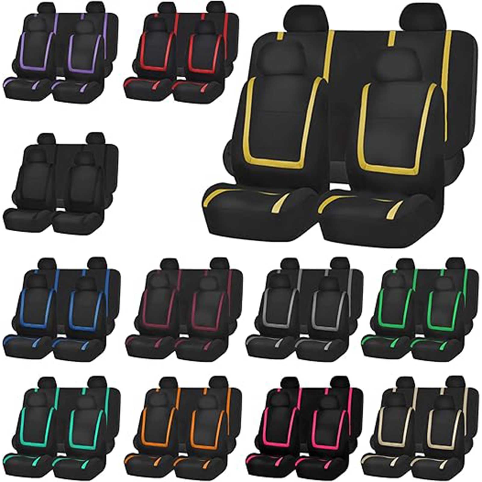 Autositzbezüge Set Für Fiat 500L Living(351)/500L MPW(351)/500L PRO(330)/500L Trekking(330),9pcs Sitzbezüge Vorne Hinten Autositz Schonbezug Protektoren Stoff Sitzbezug Auto-Zubehör Innenraum