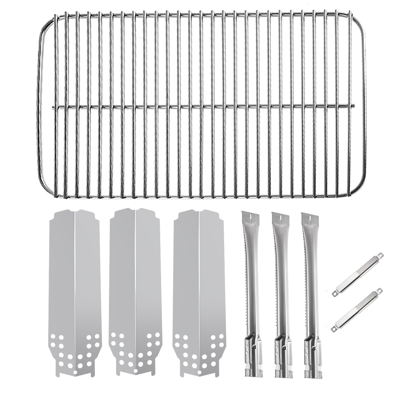 bqmax stainless steel replacement parts for charbroil classic 360 3-burner 463742418, 463773717, g320-0200-w1, g215-0203-w1 grill burner, heat plate, cooking grate and adjustable carryover tube