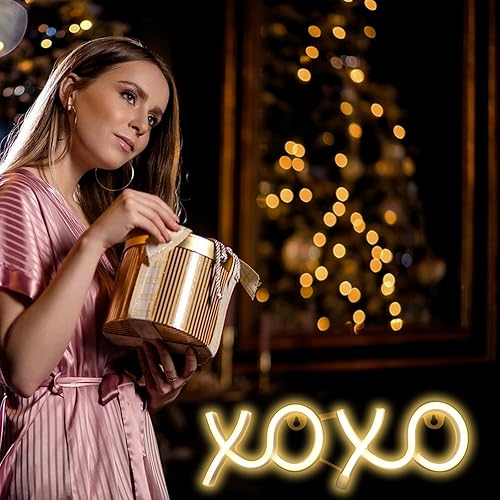 Miniatura 8 de ENUOLI XOXO - Letreros de luces de neón, decoración de pared LED, luz de neón blanca cálida para habitación, USB o batería, letreros de neón LED