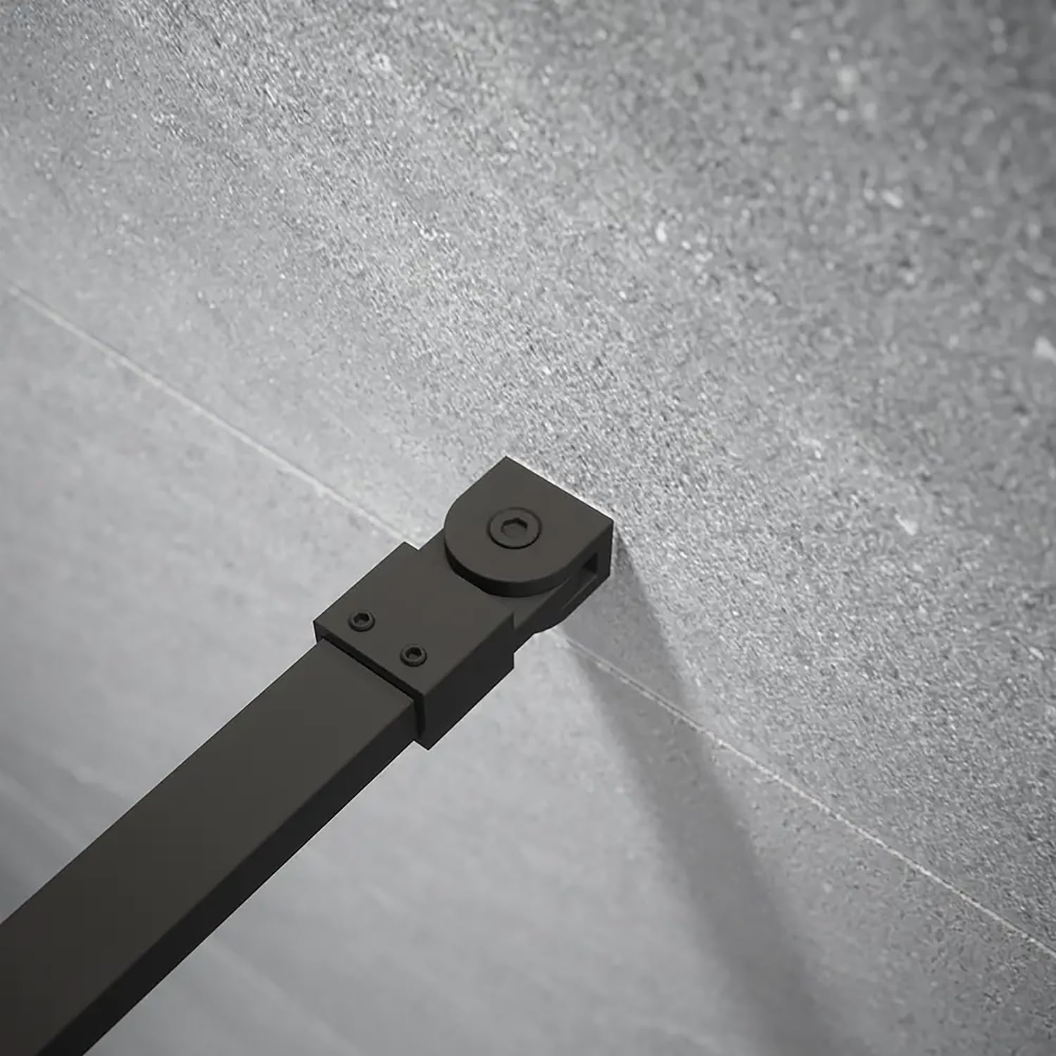 Box Doccia Walk-In 110 cm Altezza 200cm Parete Fissa Vetro Temperato Trasparente da 10mm con Trattamento Anticalcare Braccio Telescopico SUS304 Profili Alluminio Nero Opaco