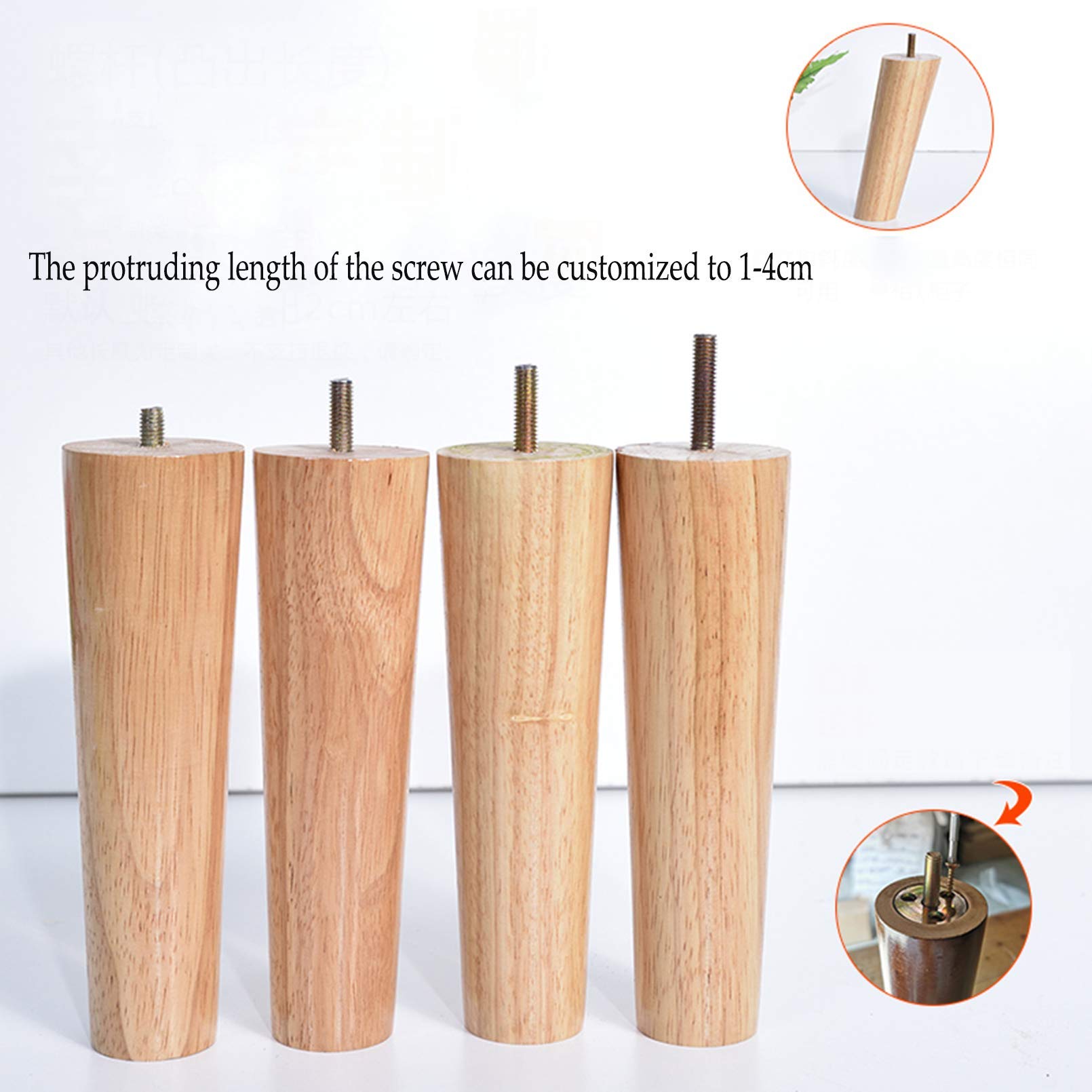 Amazon.co.jp: 円錐形無垢材家具脚4本セット、木製ソファ椅子脚、交換