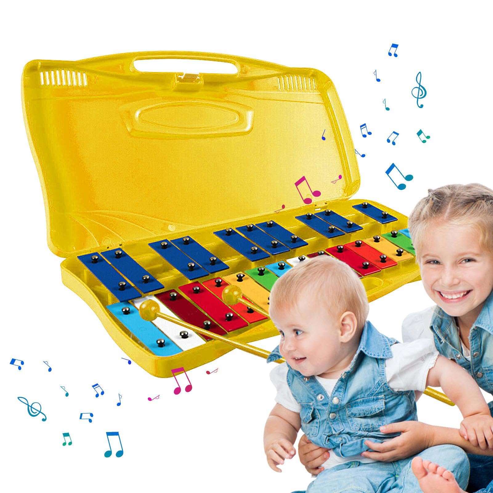 Generico Glockenspiel per Bambini in Metallo, Professionale, in Metallo da 25 Note per Bambini, Strumento di Illuminazione Musicale in Materiale di Alluminio per Pasqua, Ringraziamento, Vacanze