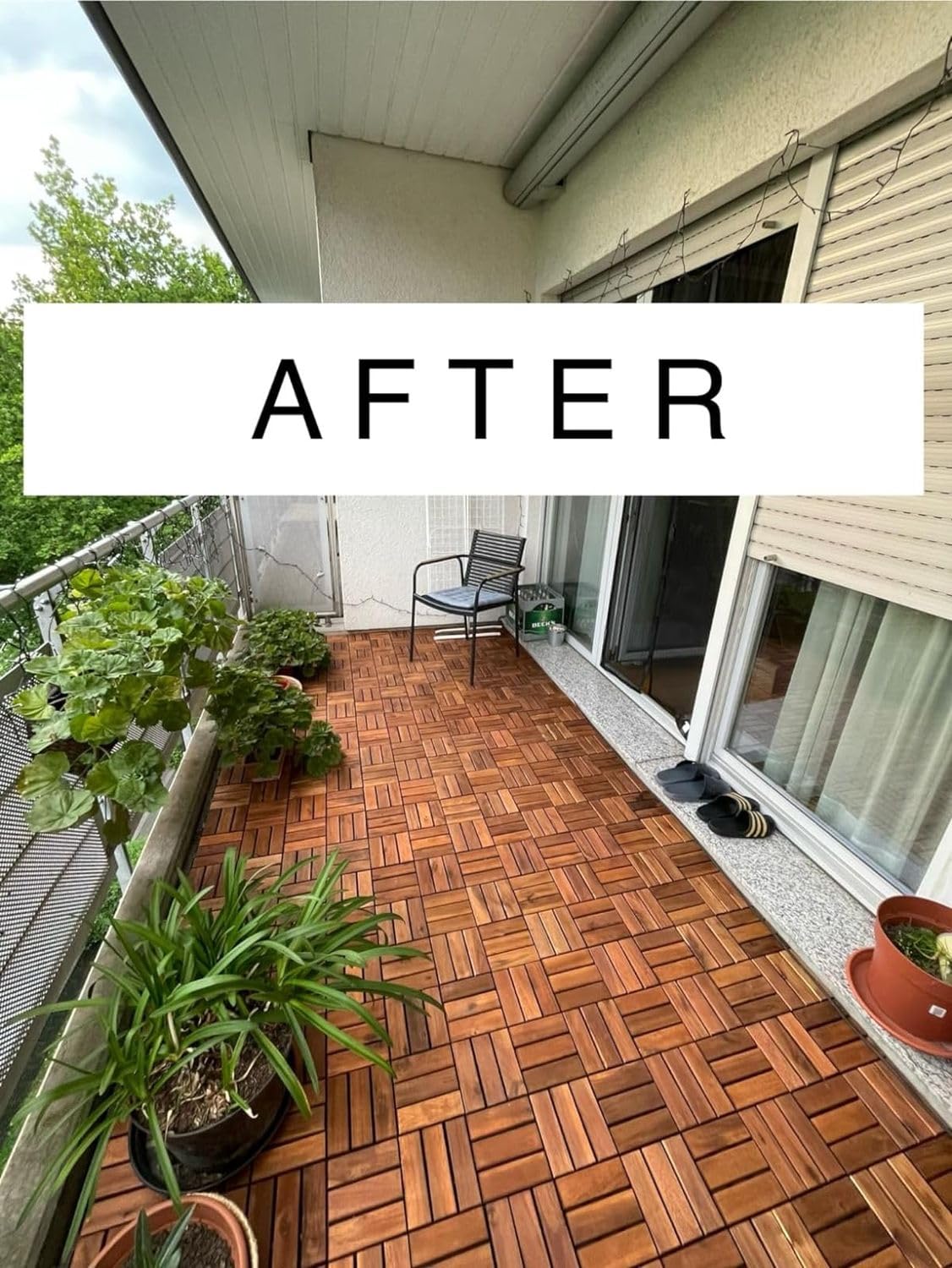 6m² Holzfliesen Terrassenfliesen Holz Fliesen Mosaik 30x30 cm - 66 STK Balkonfliesen wetterfest aus Akazienholz mit Klicksystem für Terrasse Balkon Stecksystem
