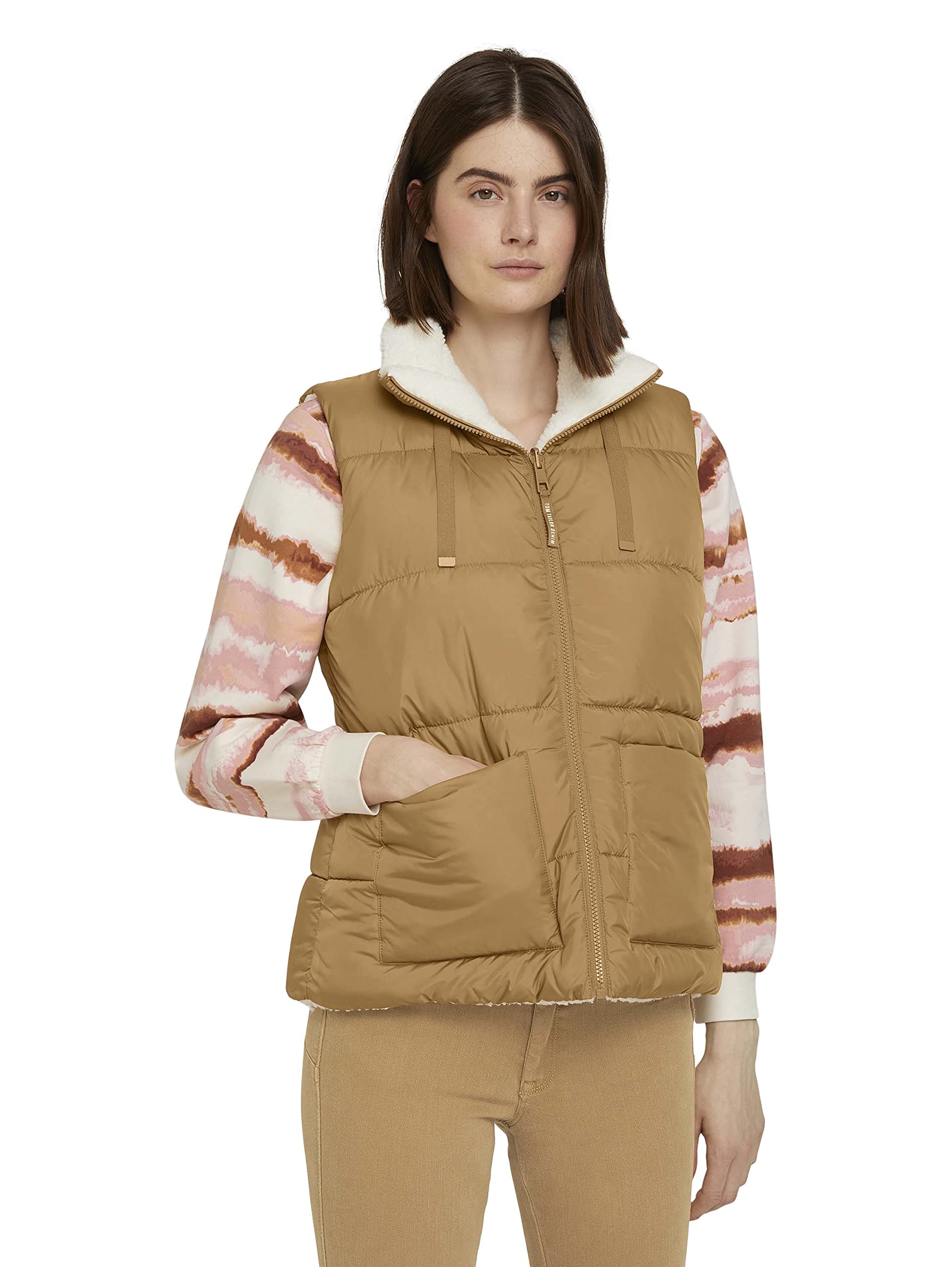 TOM TAILOR Denim 1028167 Gilet matelassé réversible Teddy Femme