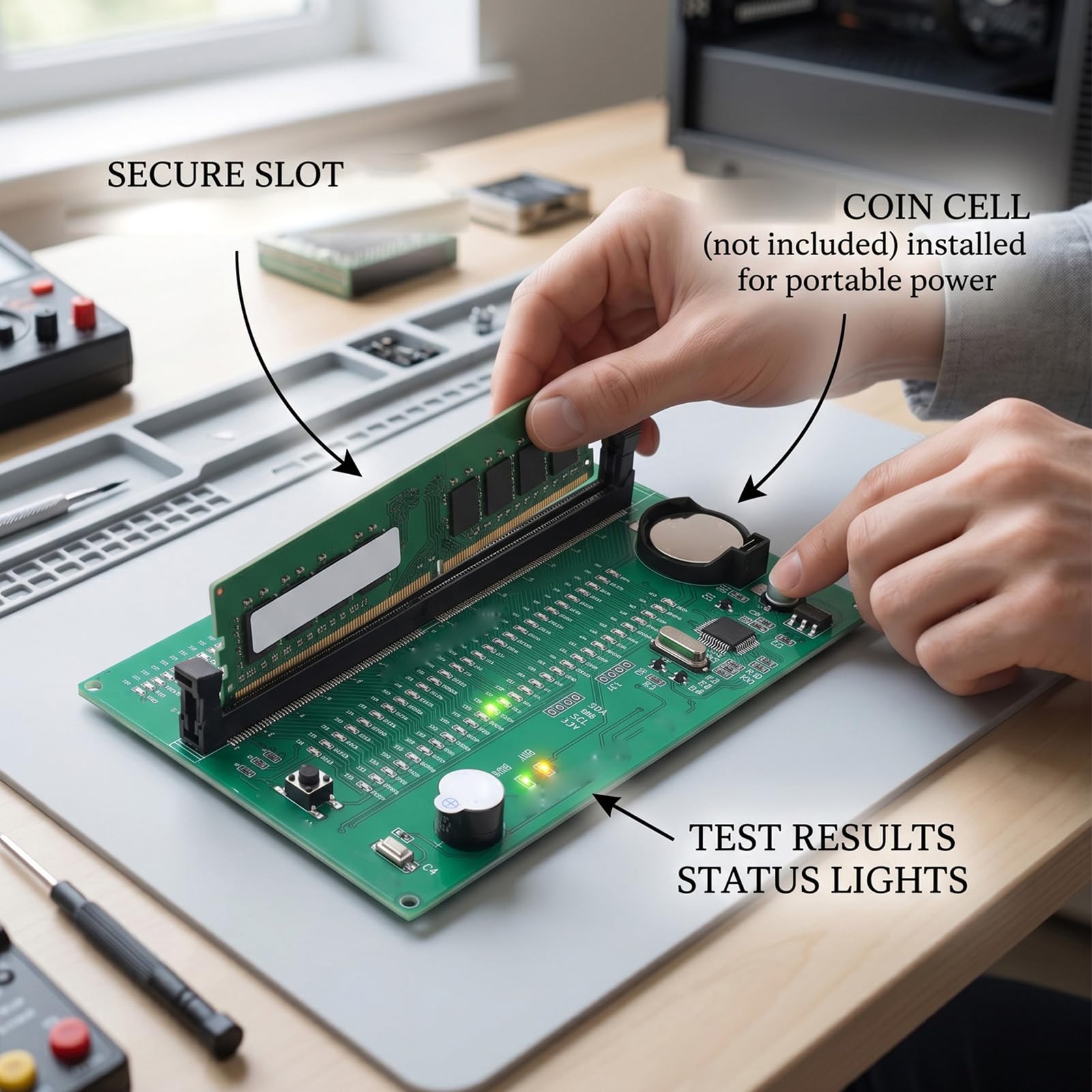 Tester Pamięci DDR4, Analizator Diagnostyczny Pamięci Komputera Stacjonarnego ze Wskaźnikami LED i Wypalaniem SPD, Karta Testowa Komputera Stacjonarnego dla Modułu RAM DDR4 PC Technicy IT