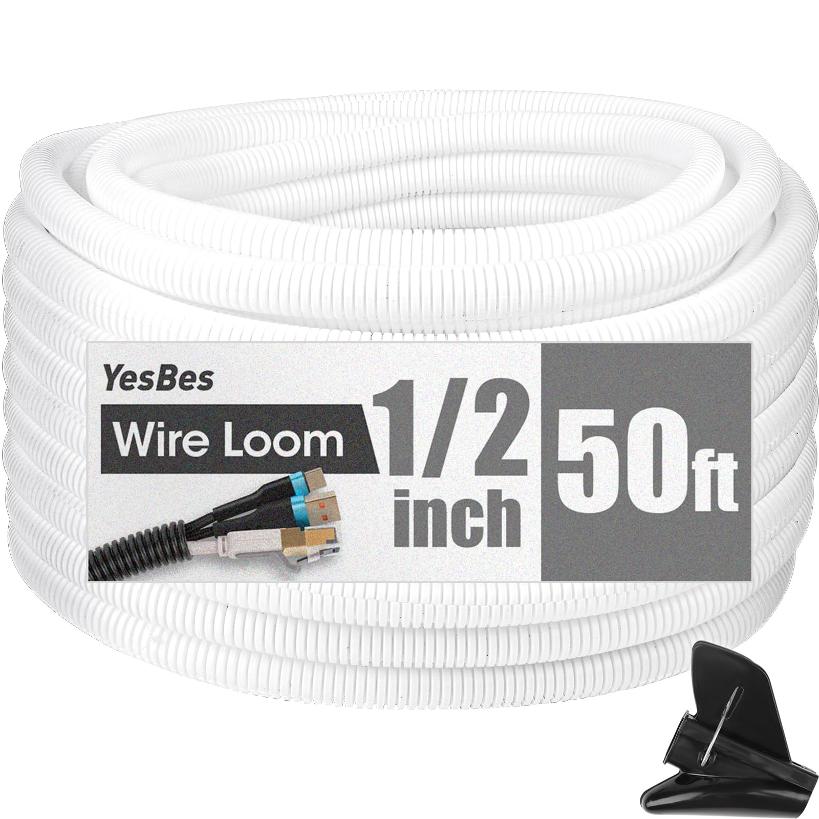 40 FT Wire Loom 1 Inch, Split Wire Loom Tubing Wire Conduit, Wire Protector Tubing – Black — Amazon image 8