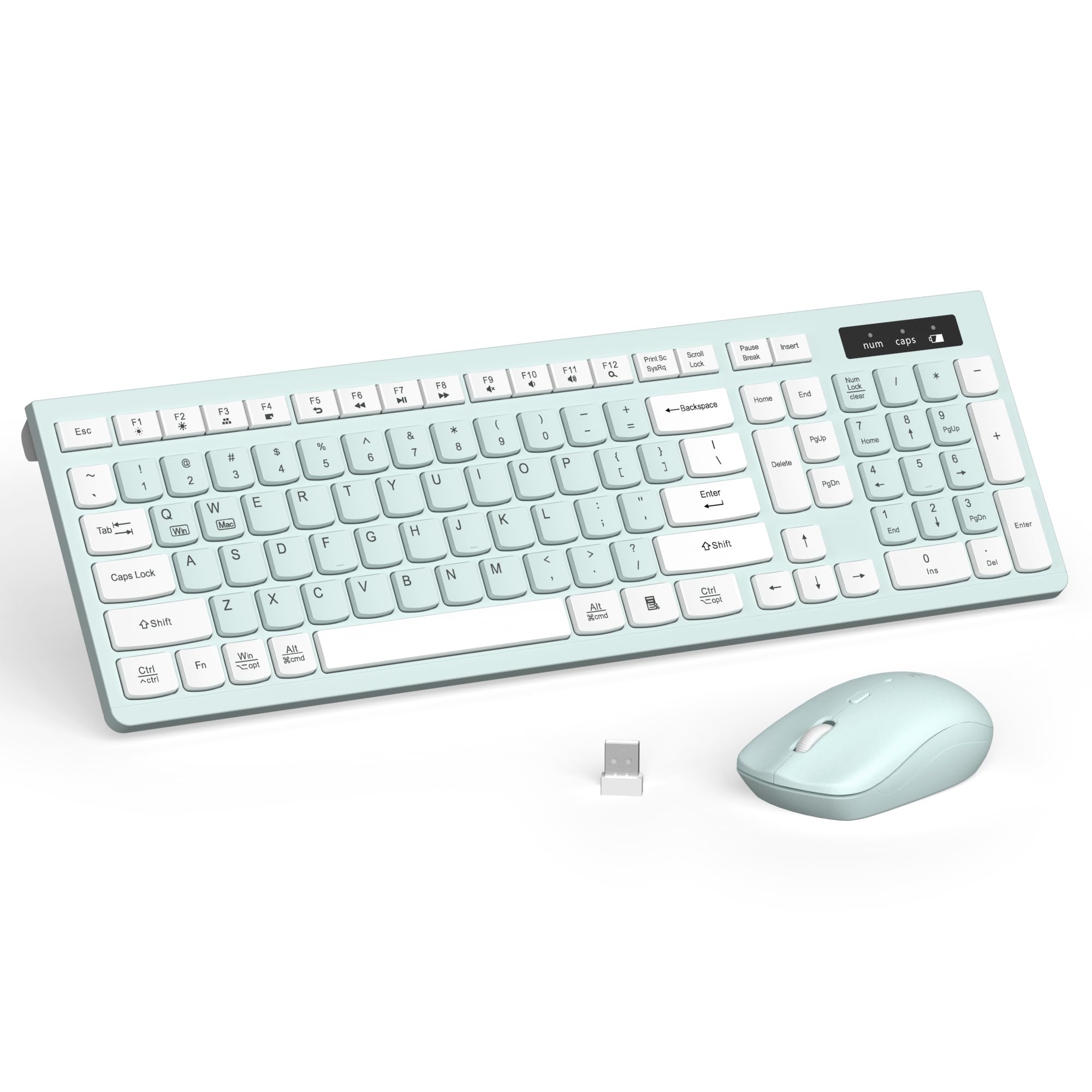 Wireless Keyboard and Mouse Combo Full-Sized Wireless Keyboard and Adjustable DPI Mouse 2 4GHz USB Receiver Keyboard and
